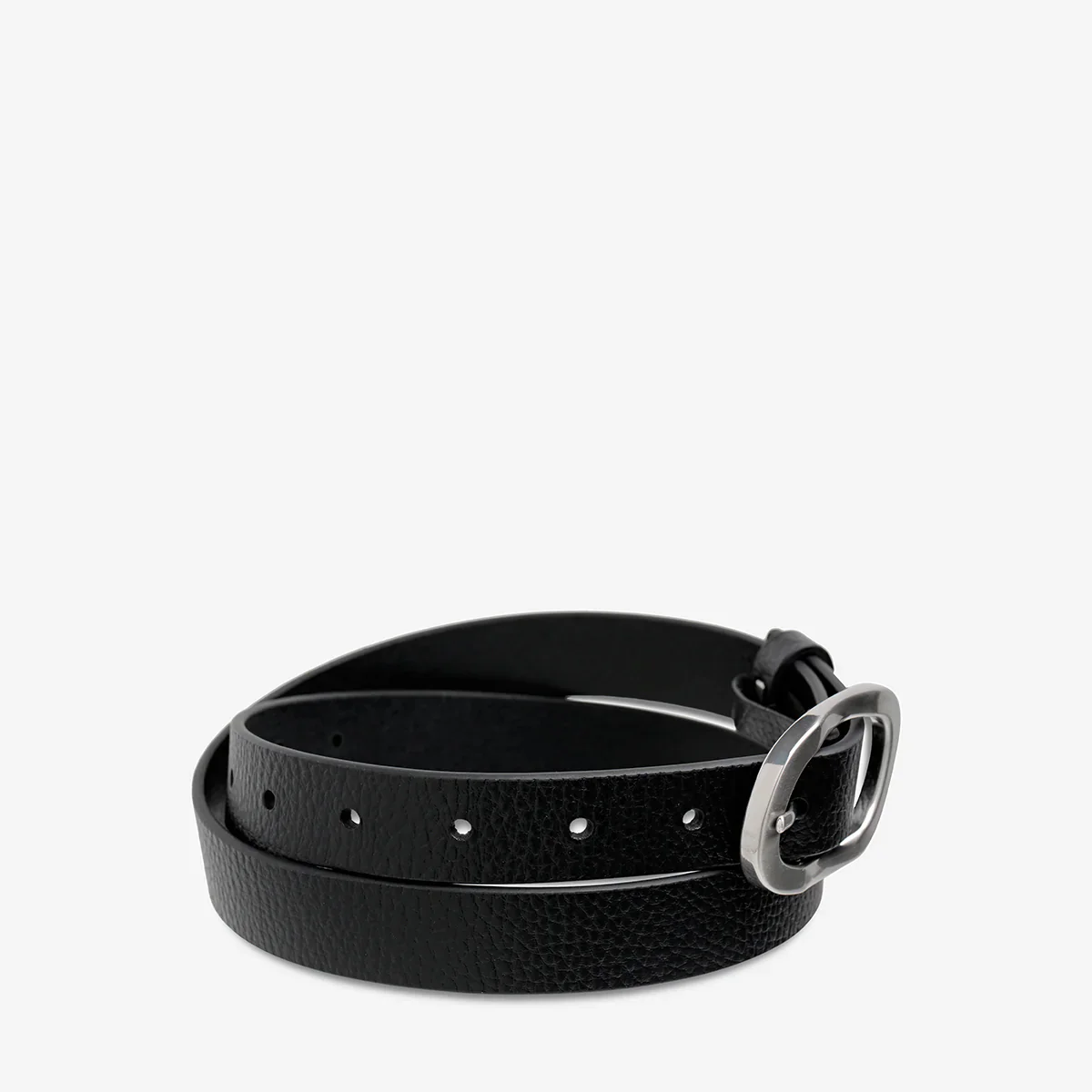 STATUS ANXIETY Womens Nocturne Leather Belt Black / Silver - Image 3