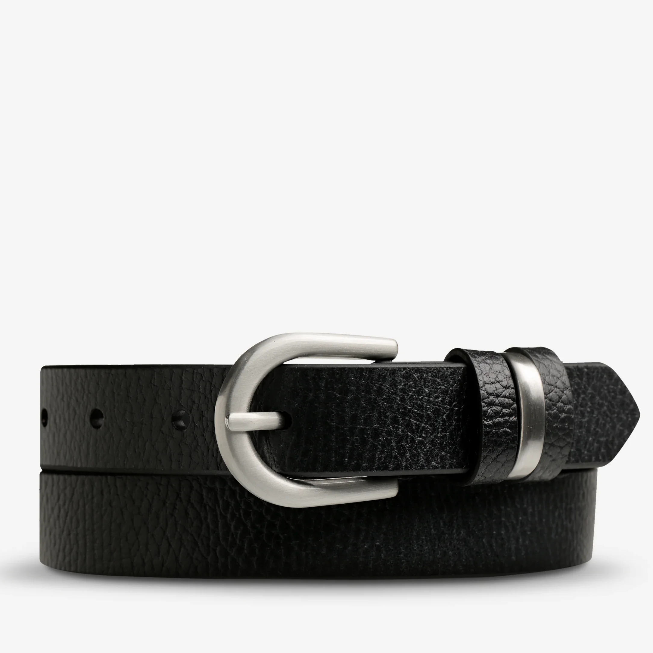 STATUS ANXIETY Womens Over And Over Leather Belt - Black/Silver