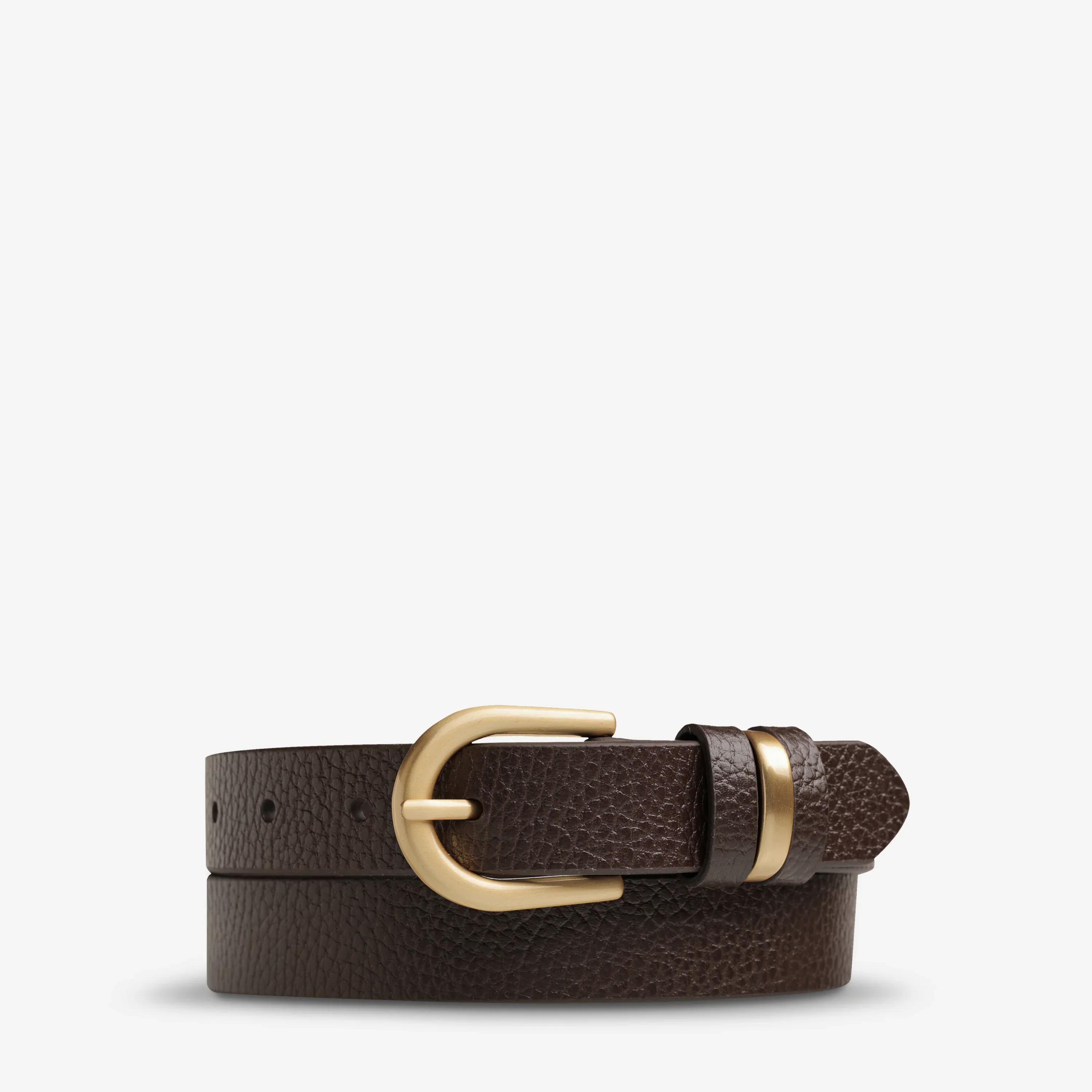 STATUS ANXIETY Womens Over And Over Leather Belt - Choc/ Gold - Image 2