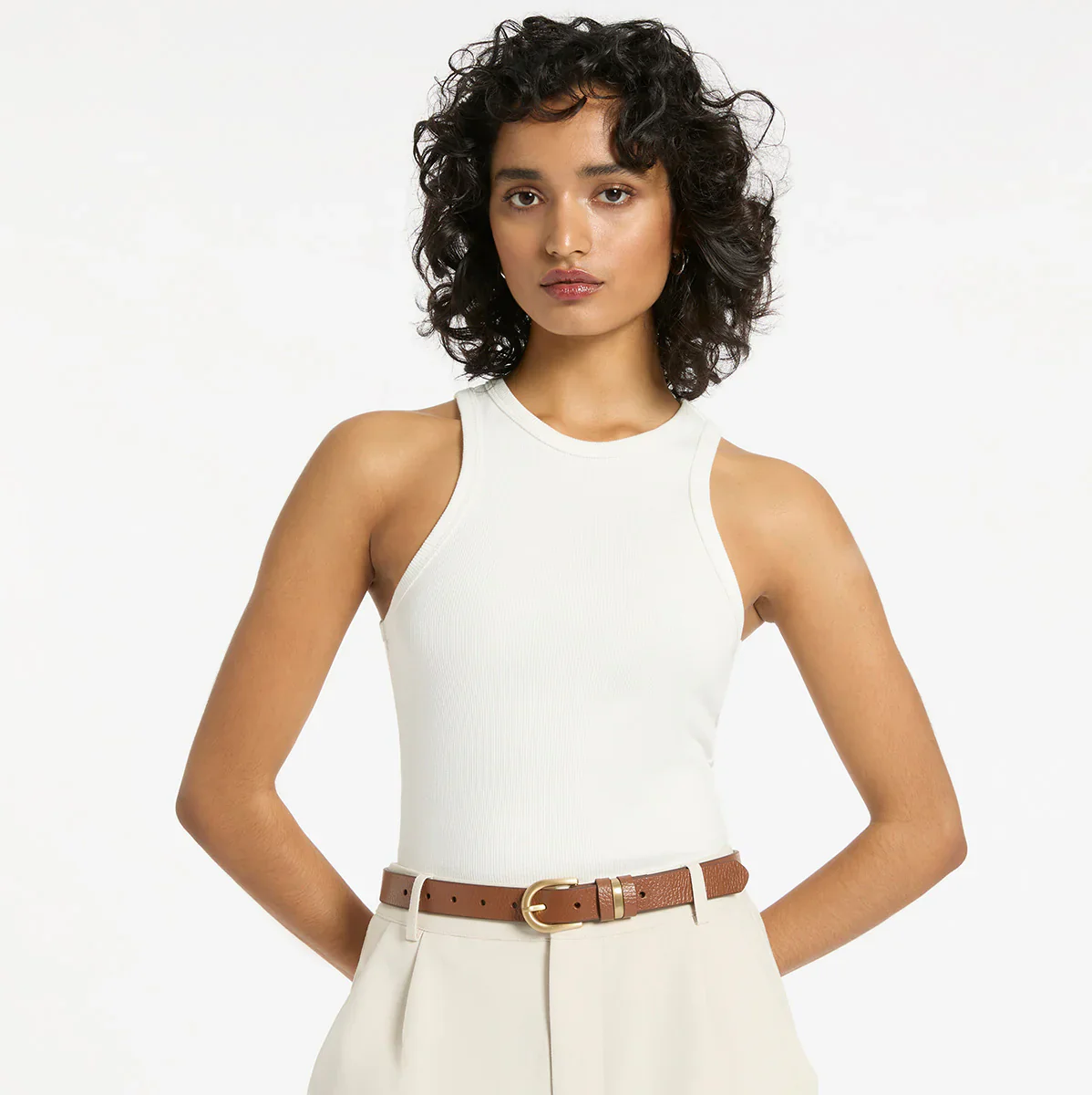 STATUS ANXIETY Womens Over And Over Leather Belt - Tan/ Gold - Image 7