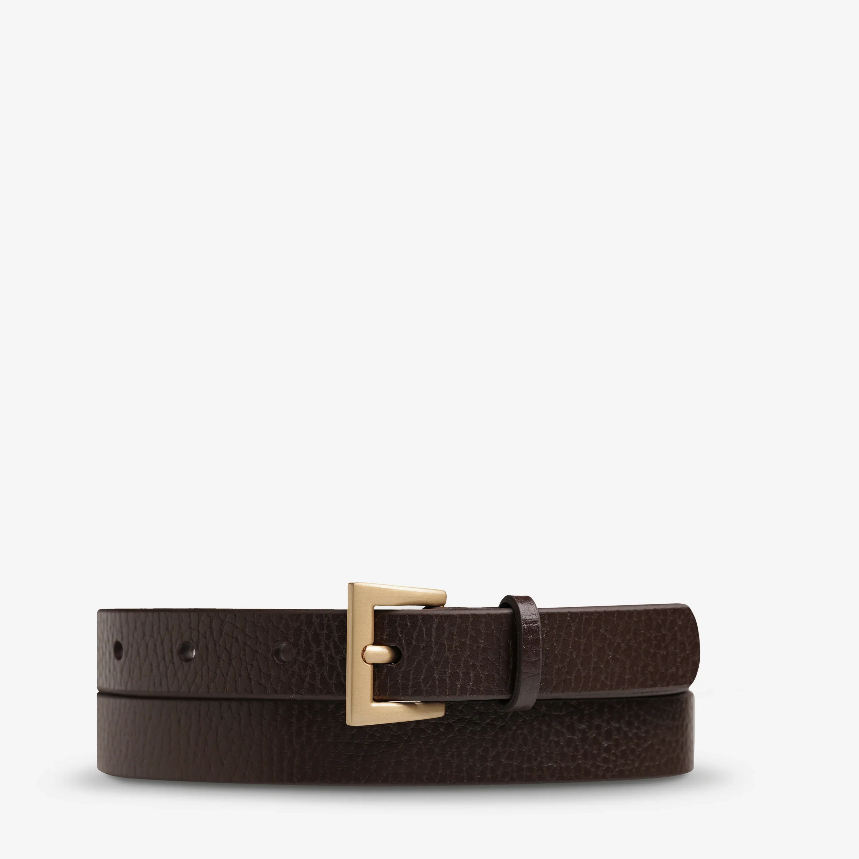 STATUS ANXIETY Womens Part Of Me Leather Belt - Choc/ Gold - Image 3