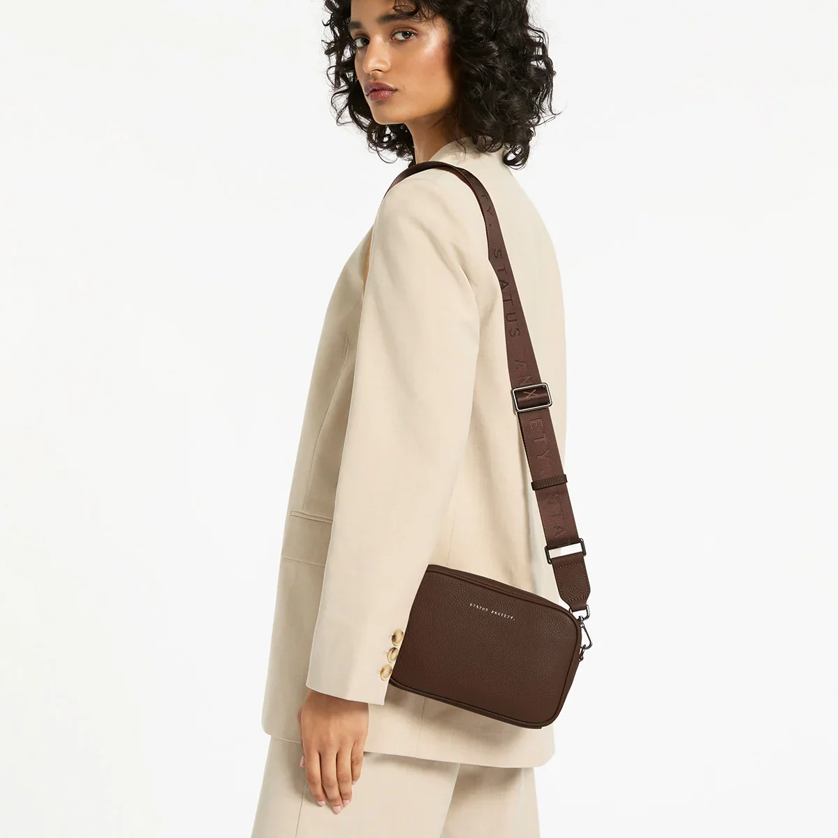 STATUS ANXIETY Womens Plunder Leather Bag with Dual Strap in Cocoa - Image 7