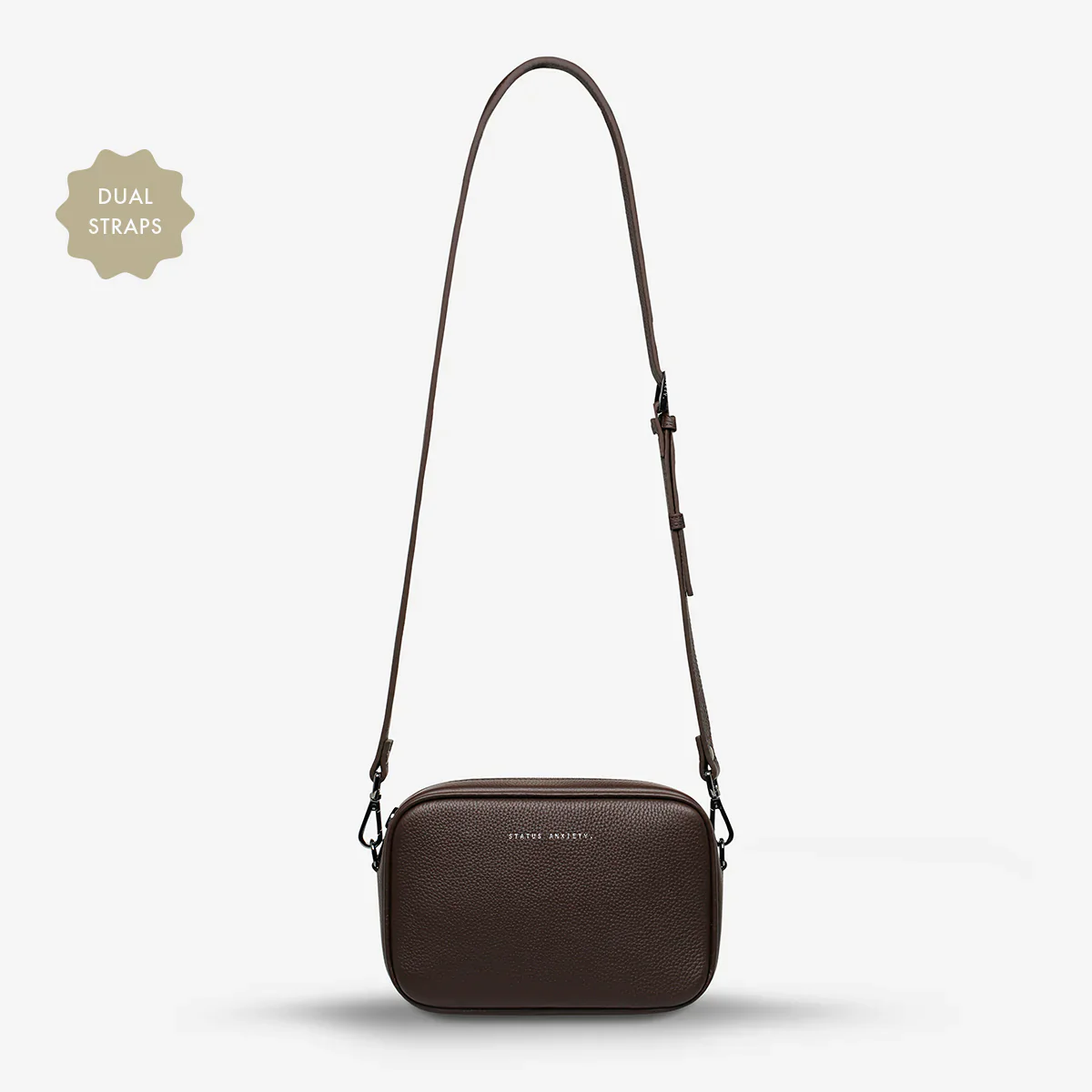 STATUS ANXIETY Womens Plunder Leather Bag with Dual Strap in Cocoa - Image 9