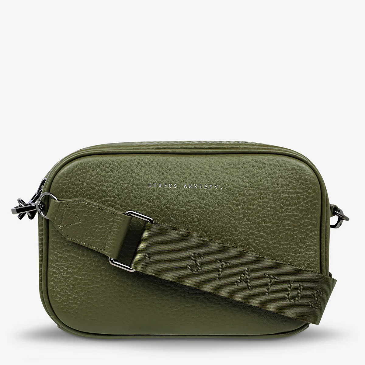 STATUS ANXIETY Womens Plunder Leather Bag with Dual Strap in Khaki - Image 11