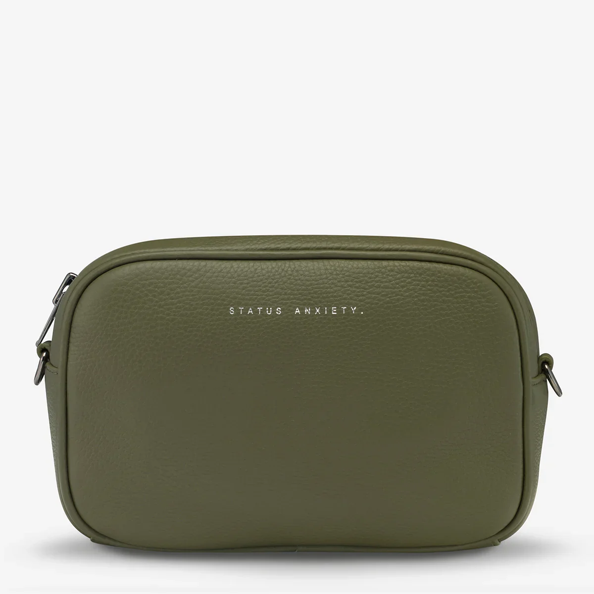 STATUS ANXIETY Womens Plunder Leather Bag with Dual Strap in Khaki - Image 13