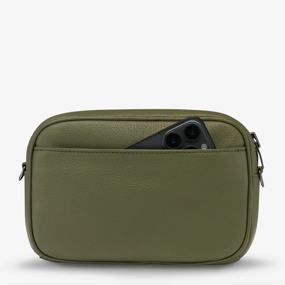STATUS ANXIETY Womens Plunder Leather Bag with Dual Strap in Khaki - Image 14