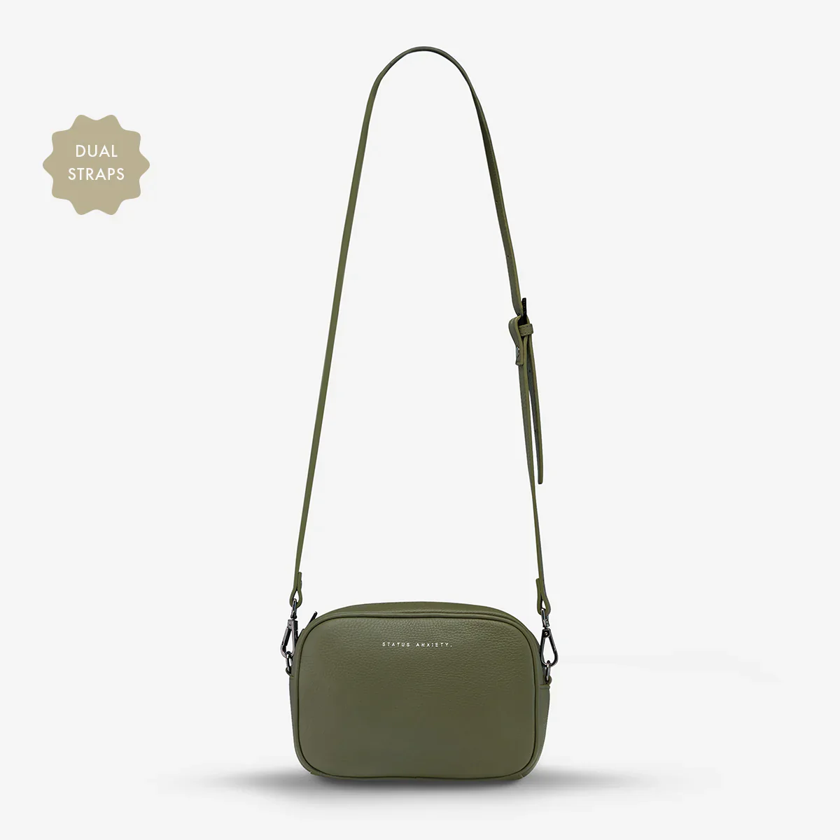 STATUS ANXIETY Womens Plunder Leather Bag with Dual Strap in Khaki - Image 2