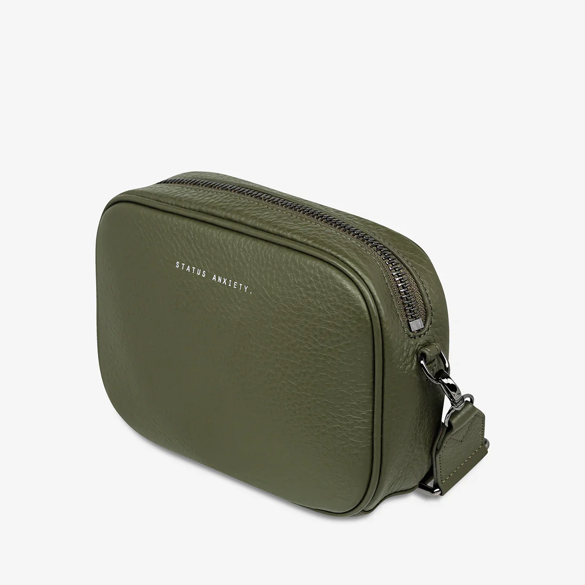 STATUS ANXIETY Womens Plunder Leather Bag with Dual Strap in Khaki - Image 3