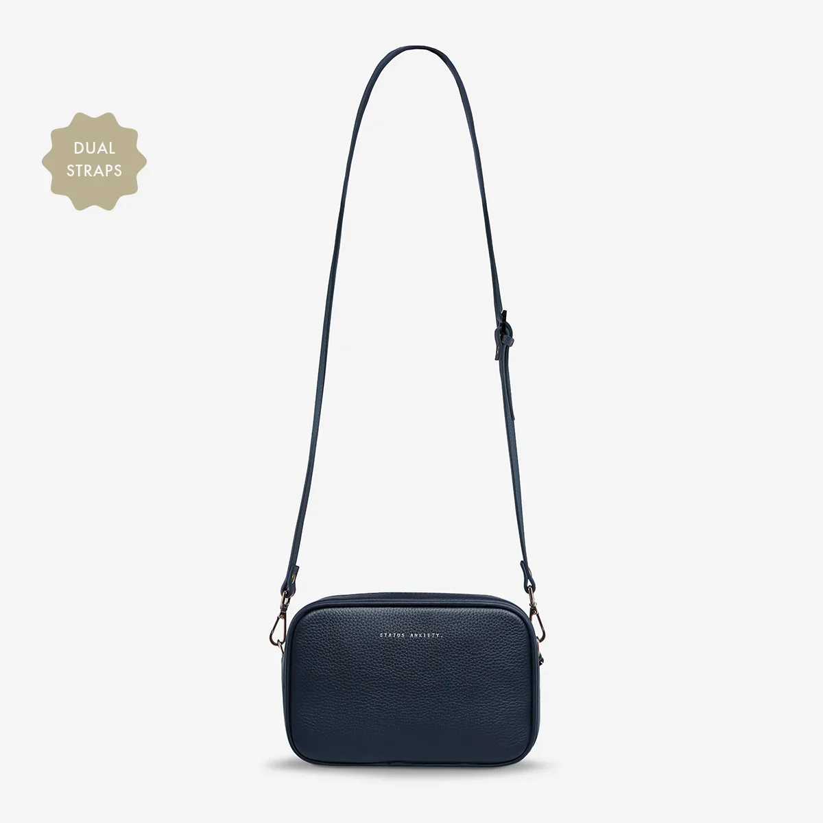 STATUS ANXIETY Womens Plunder Leather Bag with Dual Straps in Midnight Blue - Image 2
