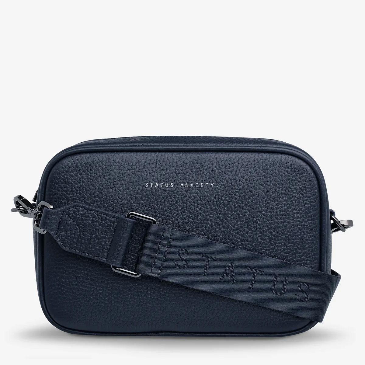 STATUS ANXIETY Womens Plunder Leather Bag with Dual Straps in Midnight Blue - Image 6