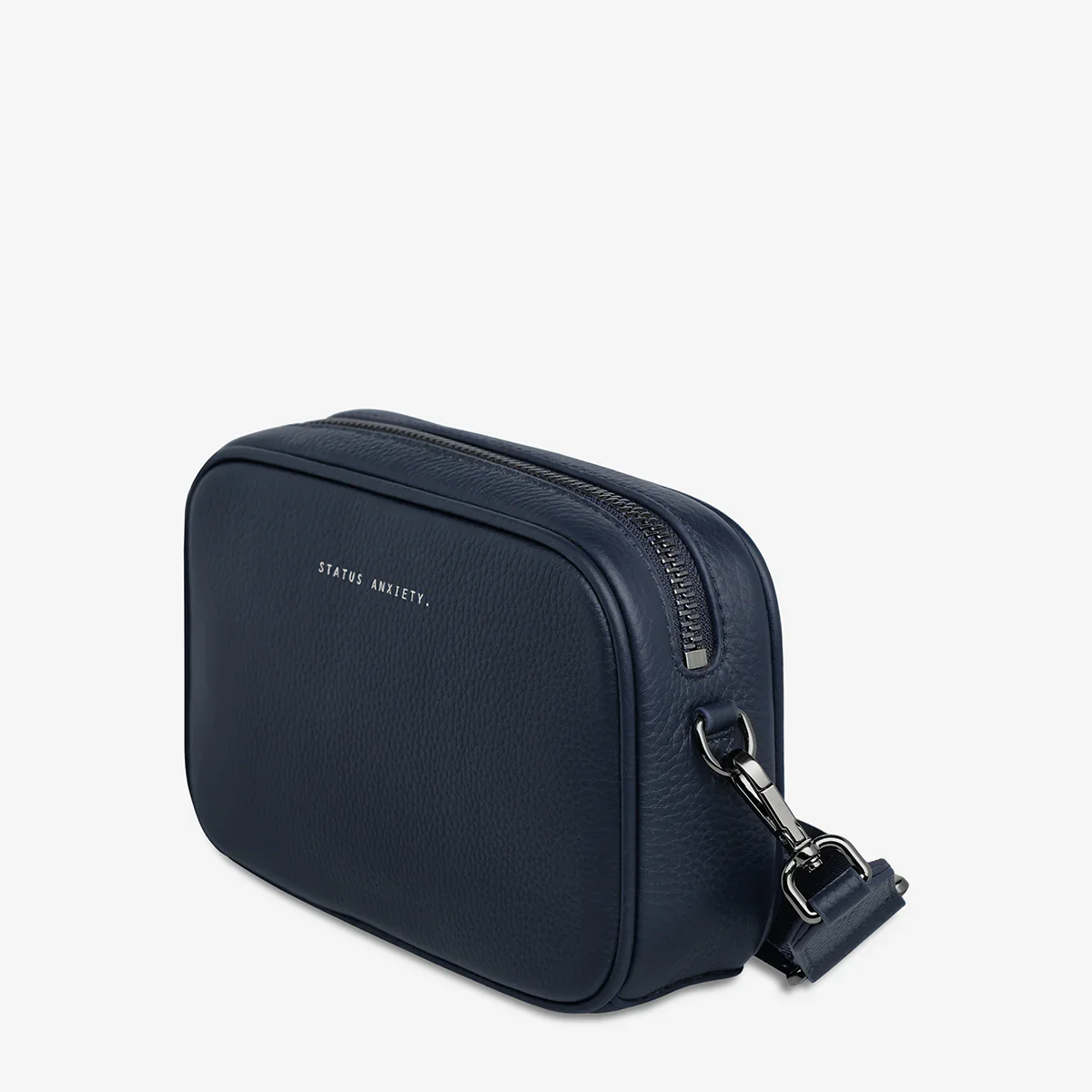 STATUS ANXIETY Womens Plunder Leather Bag with Dual Straps in Midnight Blue - Image 7