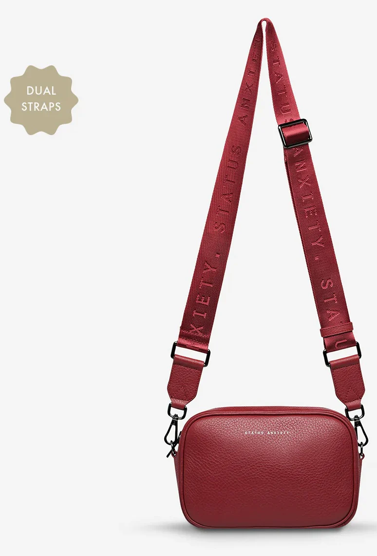 STATUS ANXIETY Womens Plunder Leather Bag with Dual Straps in Rouge