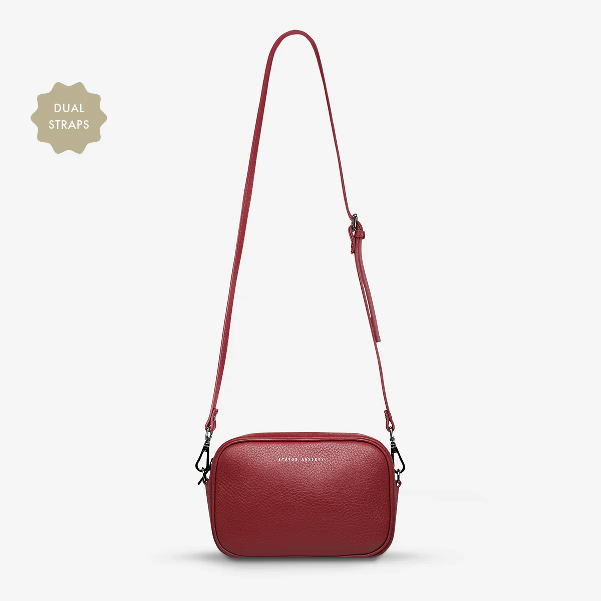 STATUS ANXIETY Womens Plunder Leather Bag with Dual Straps in Rouge - Image 6