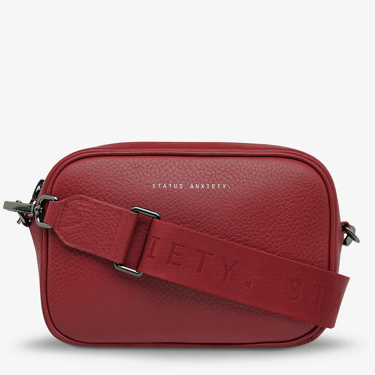 STATUS ANXIETY Womens Plunder Leather Bag with Dual Straps in Rouge - Image 7