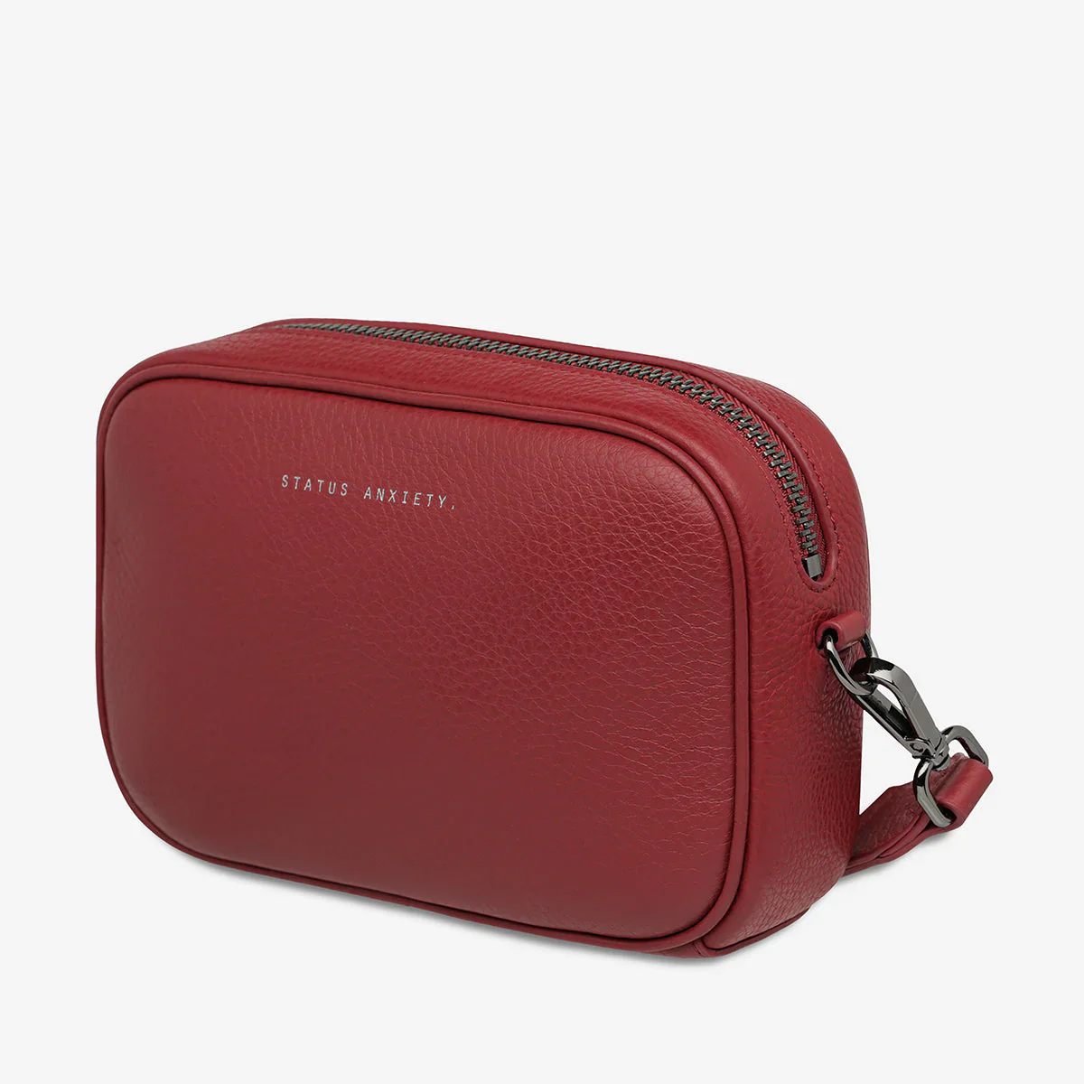 STATUS ANXIETY Womens Plunder Leather Bag with Dual Straps in Rouge - Image 8