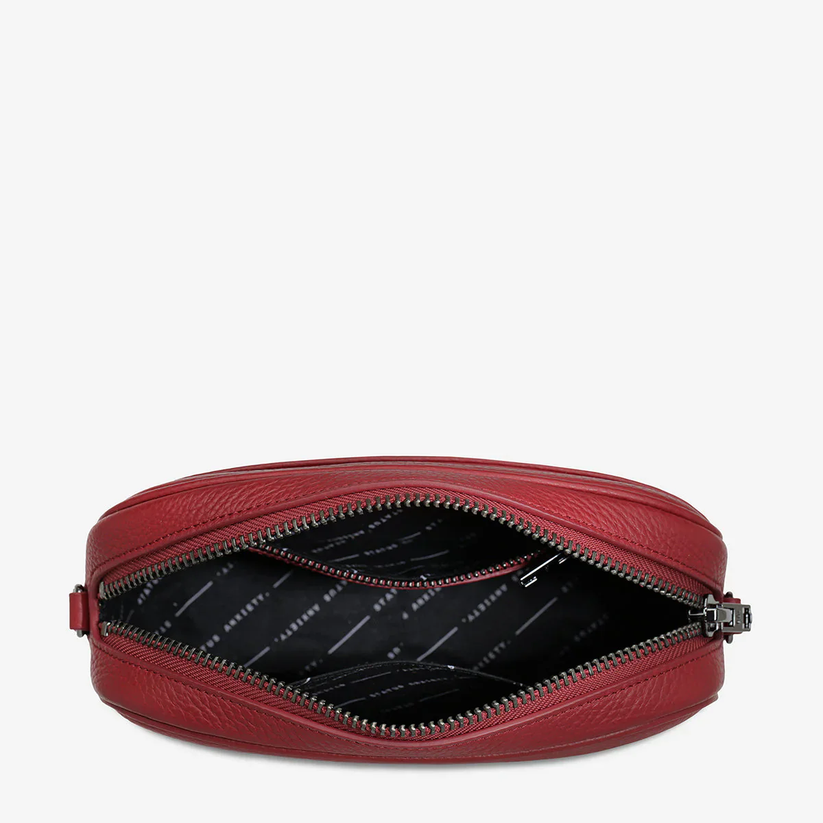 STATUS ANXIETY Womens Plunder Leather Bag with Dual Straps in Rouge - Image 9
