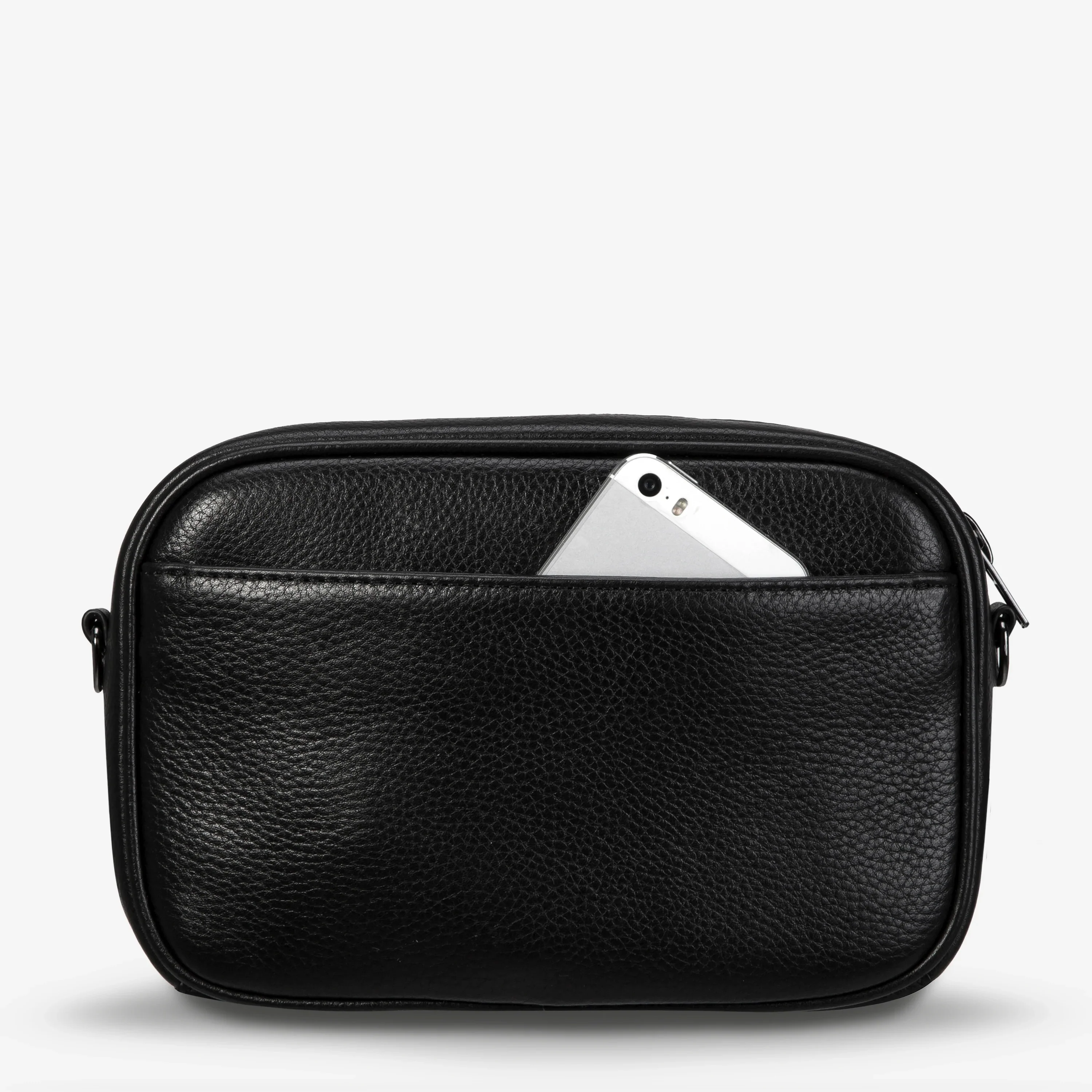 STATUS ANXIETY Womens Plunder Leather Bag with Webbed Strap Black - Image 2