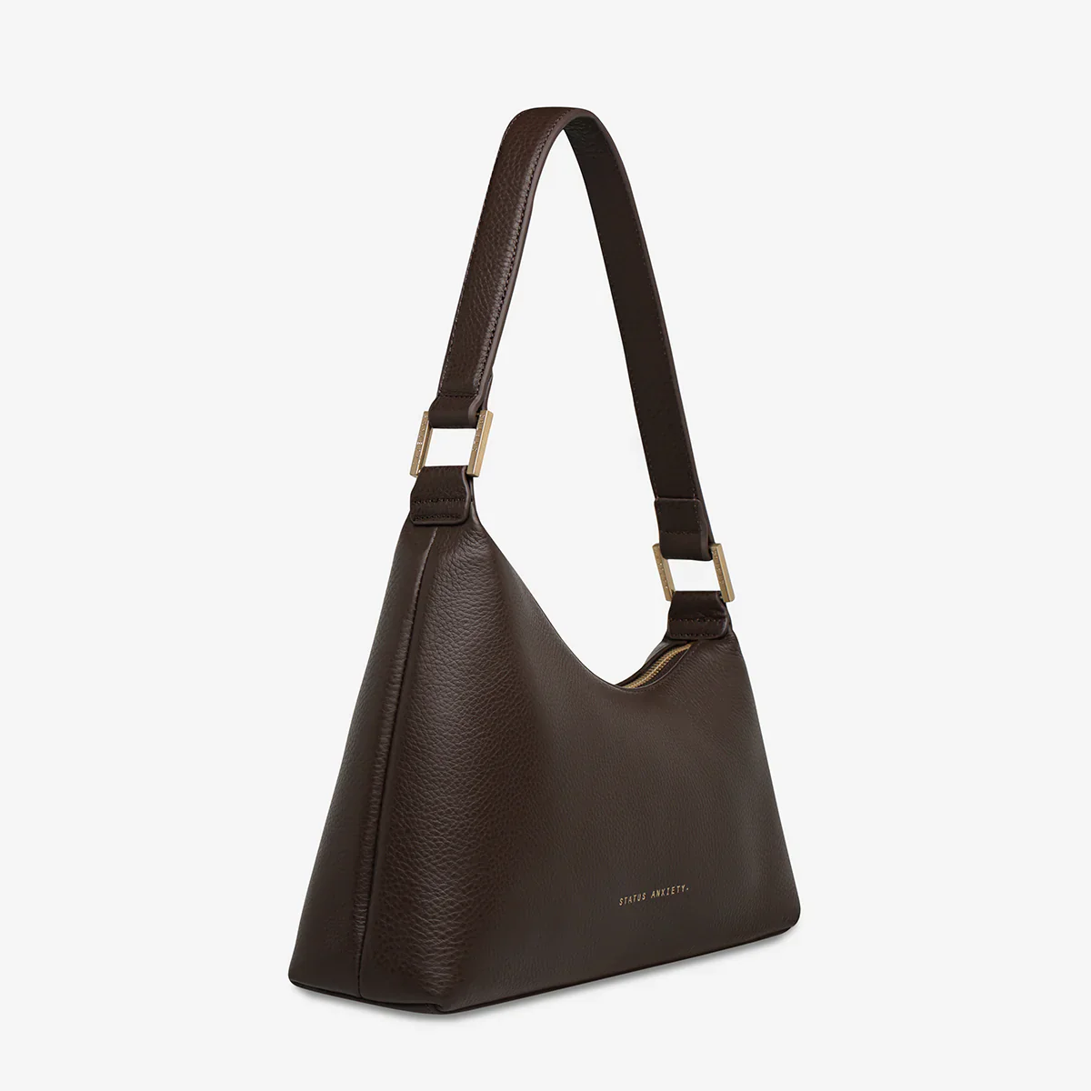 STATUS ANXIETY Womens Reverie Leather Bag in Cocoa w Brushed Gold - Image 2