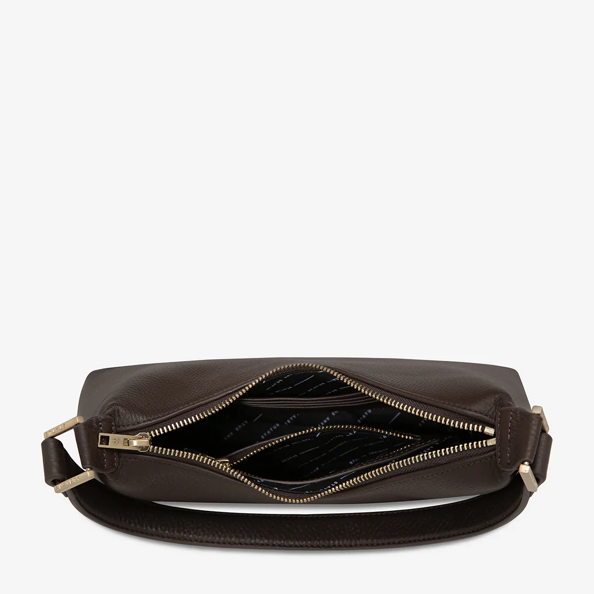 STATUS ANXIETY Womens Reverie Leather Bag in Cocoa w Brushed Gold - Image 4
