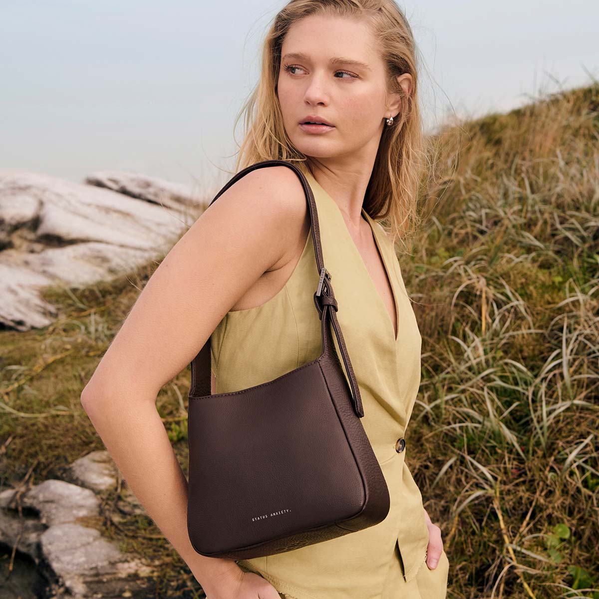 STATUS ANXIETY Womens Slipping Away Leather Bag in Cocoa - Image 12