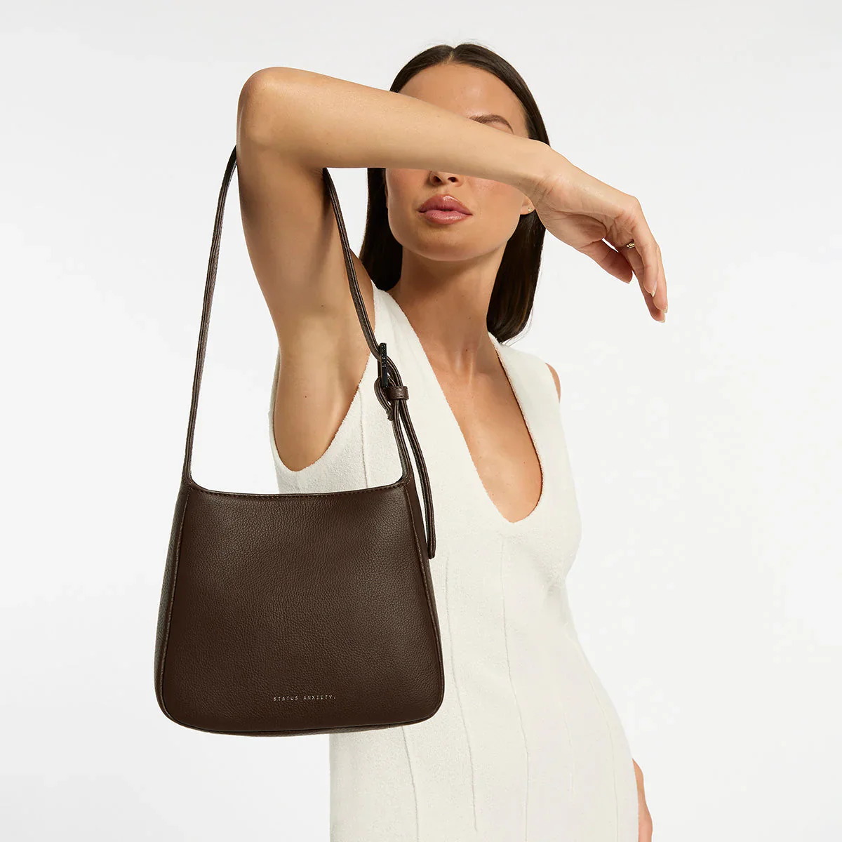 STATUS ANXIETY Womens Slipping Away Leather Bag in Cocoa - Image 13