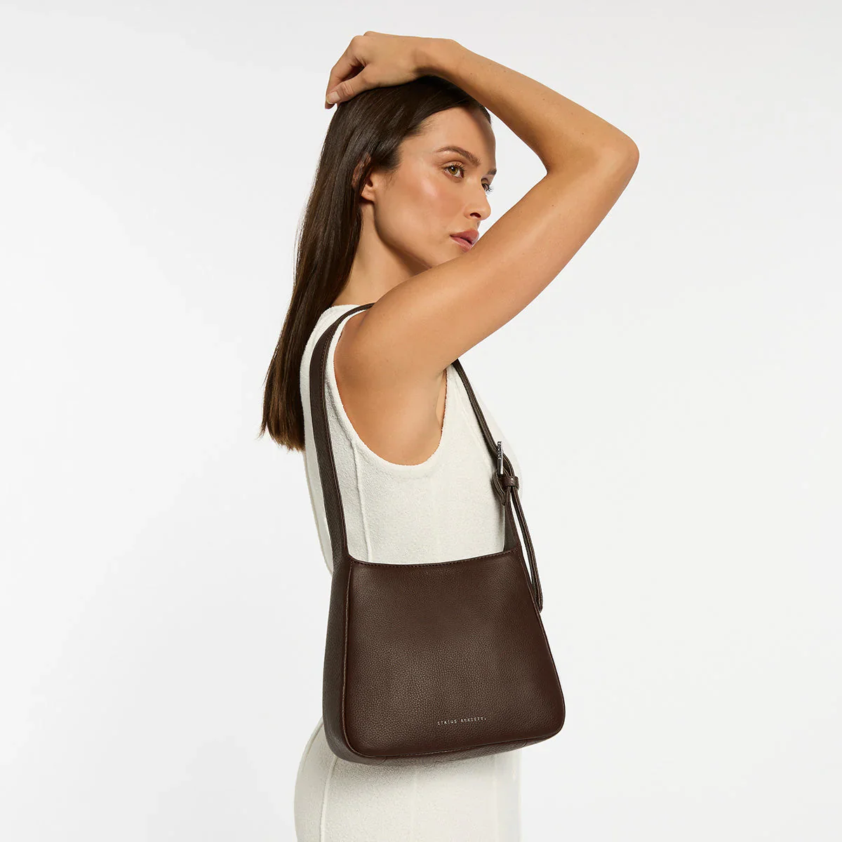 STATUS ANXIETY Womens Slipping Away Leather Bag in Cocoa - Image 9