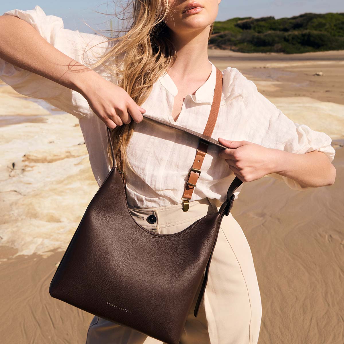 STATUS ANXIETY Womens Take You Higher Leather Bag in Cocoa - Image 5