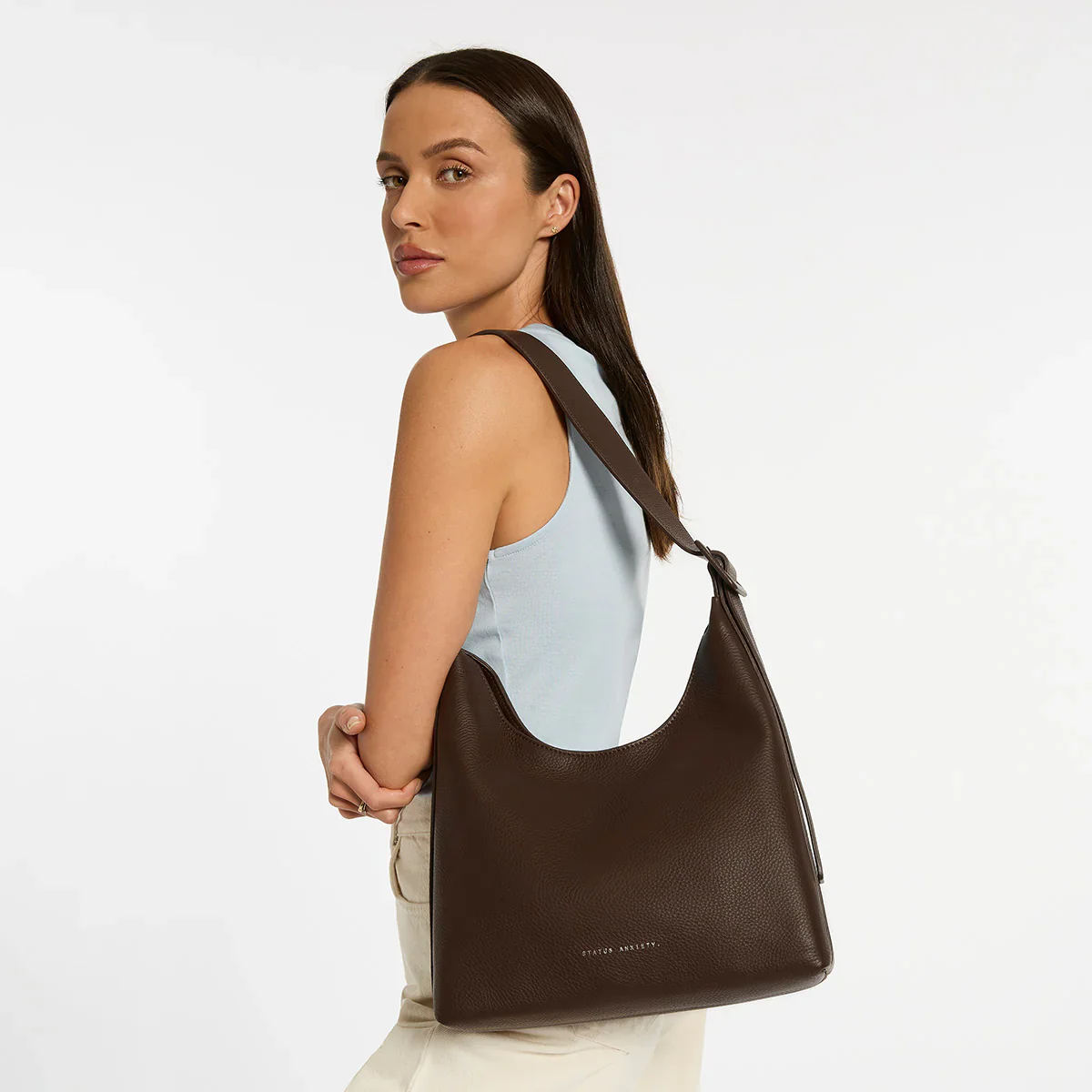 STATUS ANXIETY Womens Take You Higher Leather Bag in Cocoa - Image 6