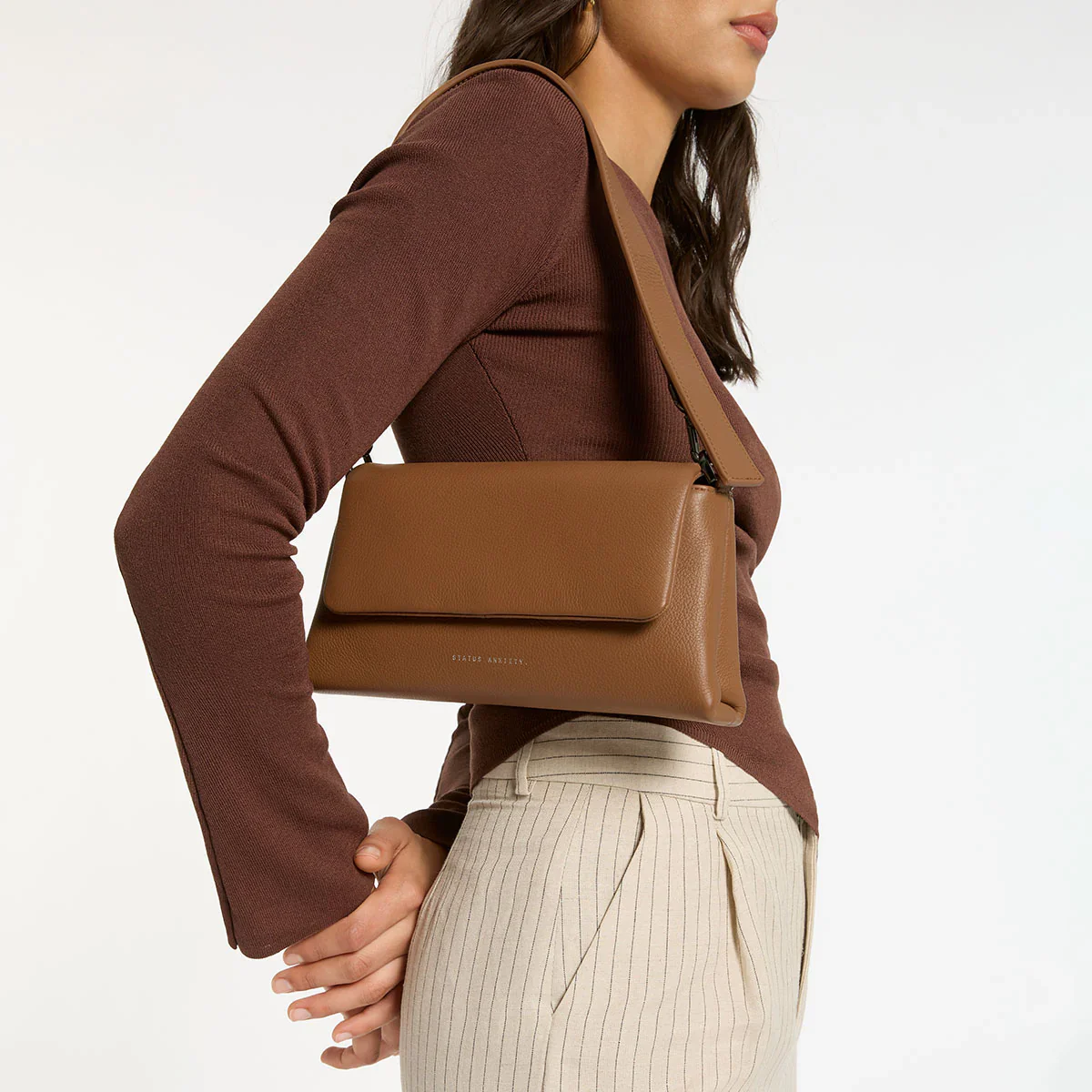 STATUS ANXIETY Womens Zenith Leather Bag - Camel - Image 9