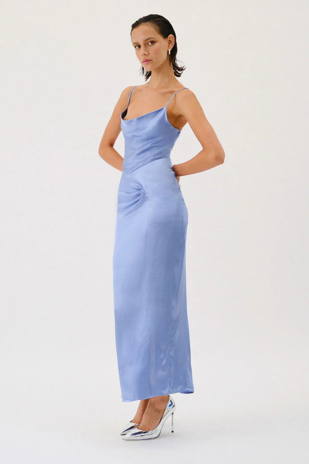 SUBOO Womens Millenia Cowl Neck Twist Strappy Maxi Dress - Blue - Image 3