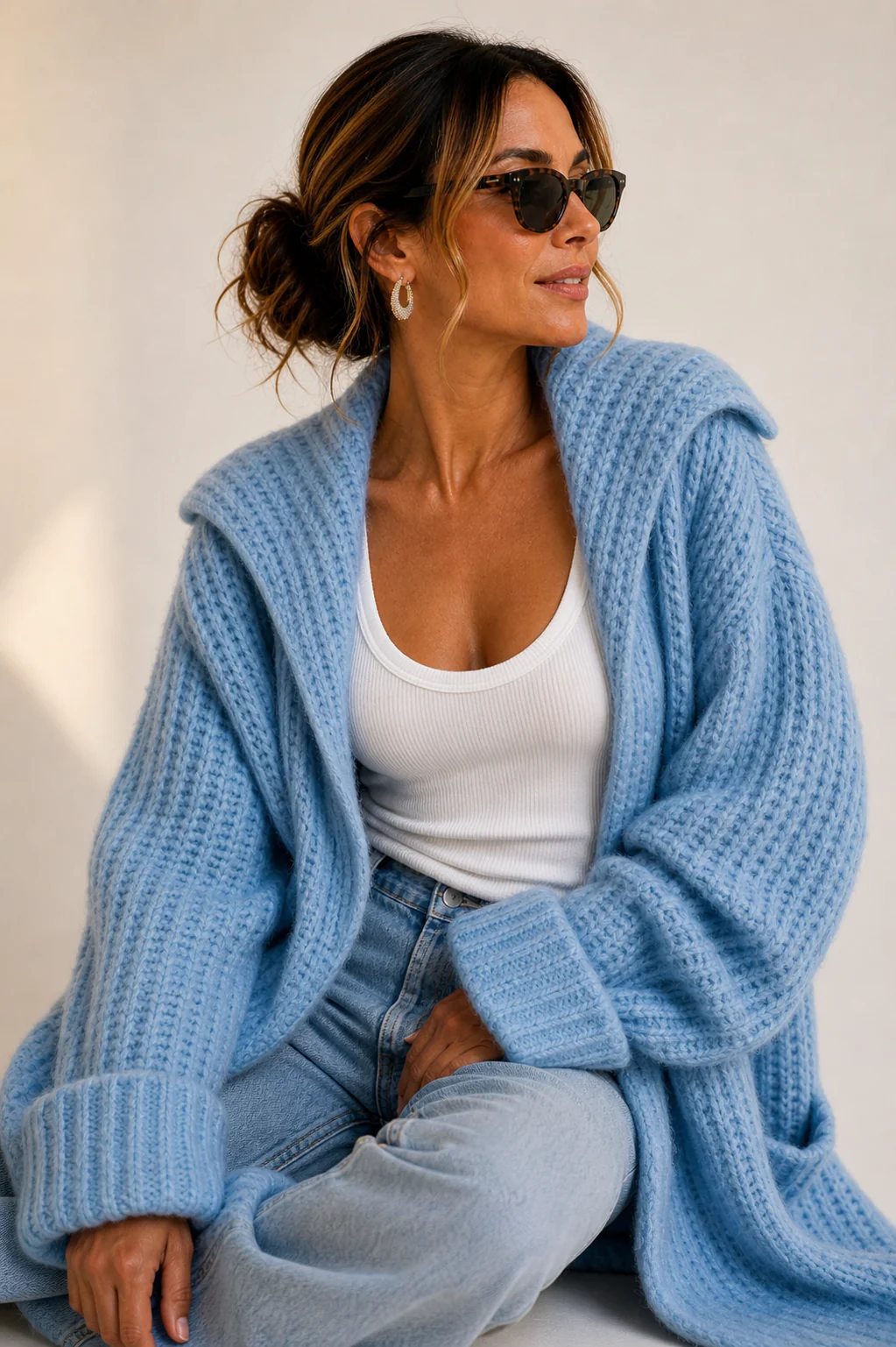 SUBOO Womens Mista Oversized Coatigan - Light Blue