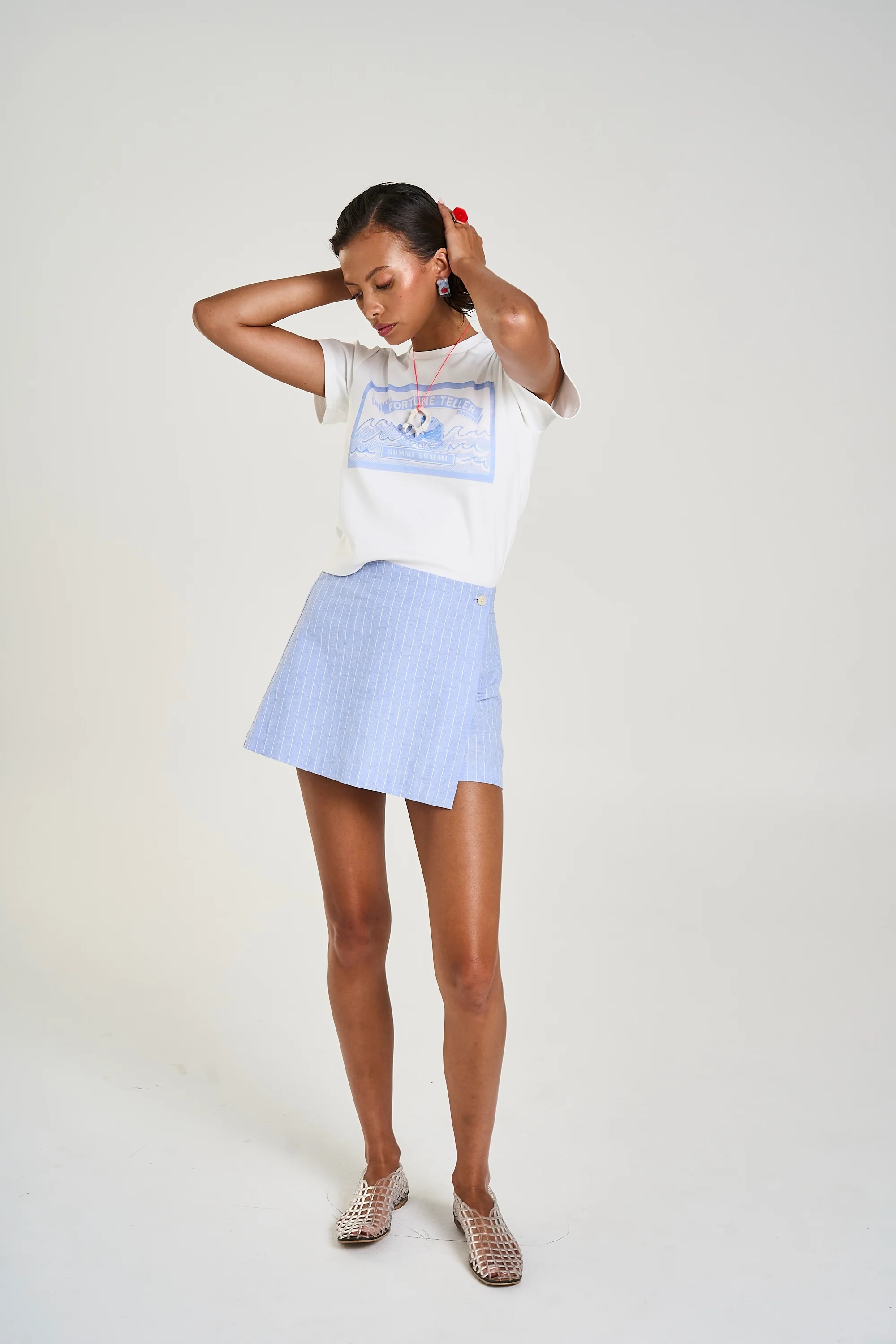 SUMMI SUMMI Womens A-Sym Skort in Sea Stripe - Image 6