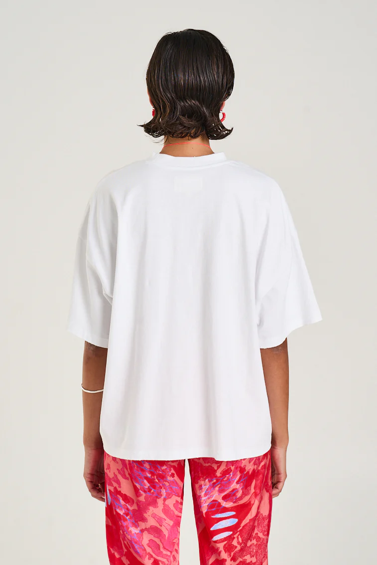 SUMMI SUMMI Womens Band Tee in White with Koi Print - Image 2