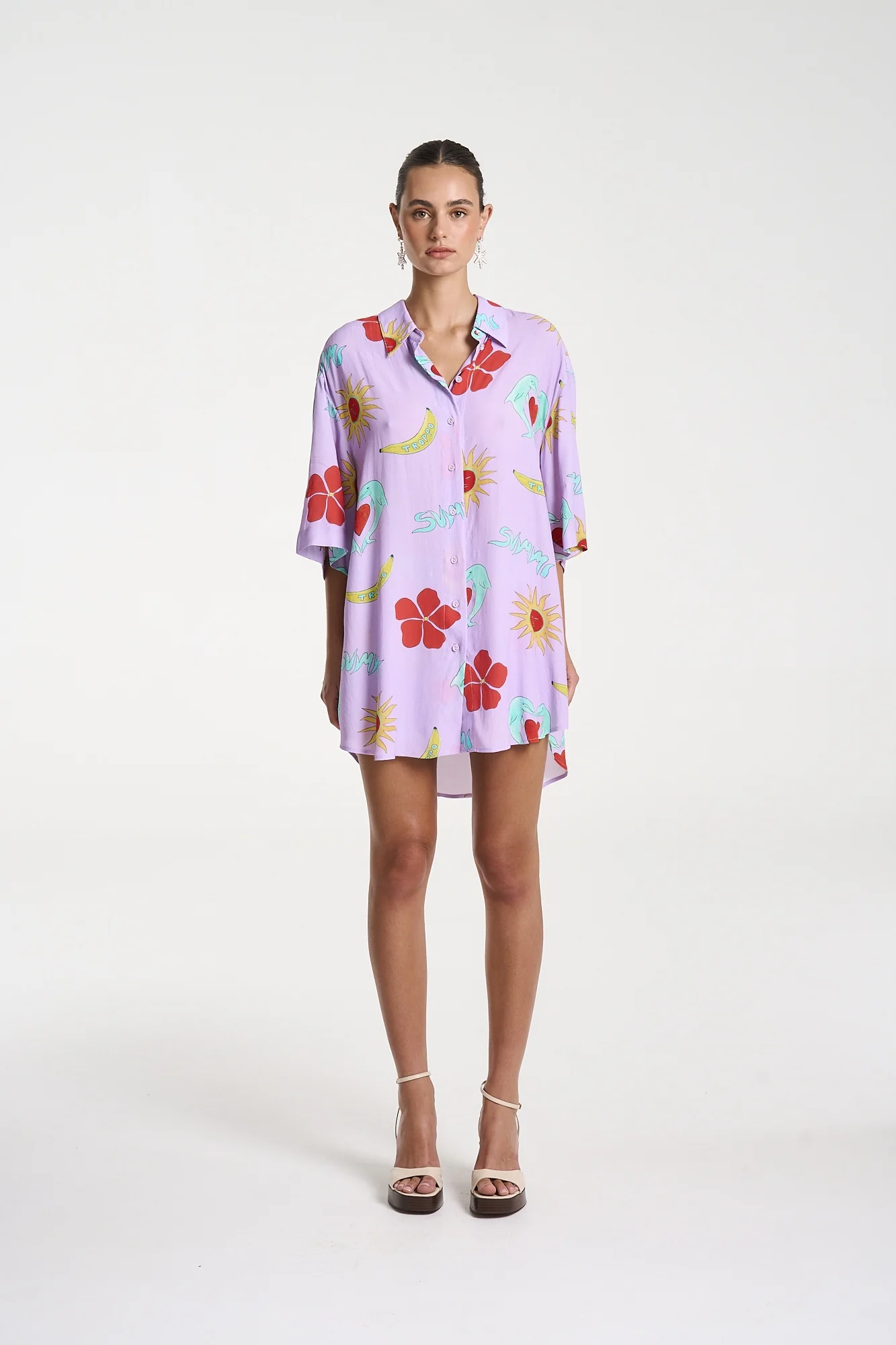 SUMMI SUMMI Womens Big Shirt in Lilac Troppo - Image 2