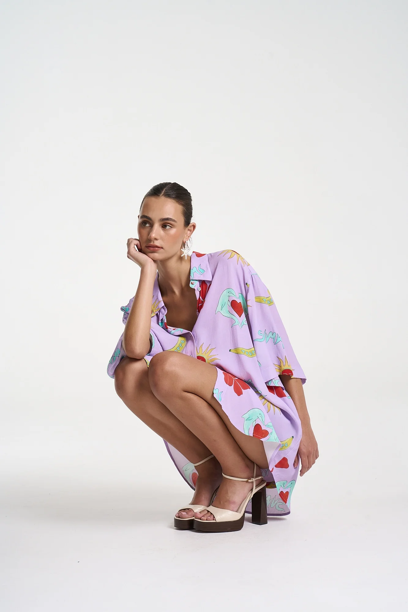 SUMMI SUMMI Womens Big Shirt in Lilac Troppo - Image 6