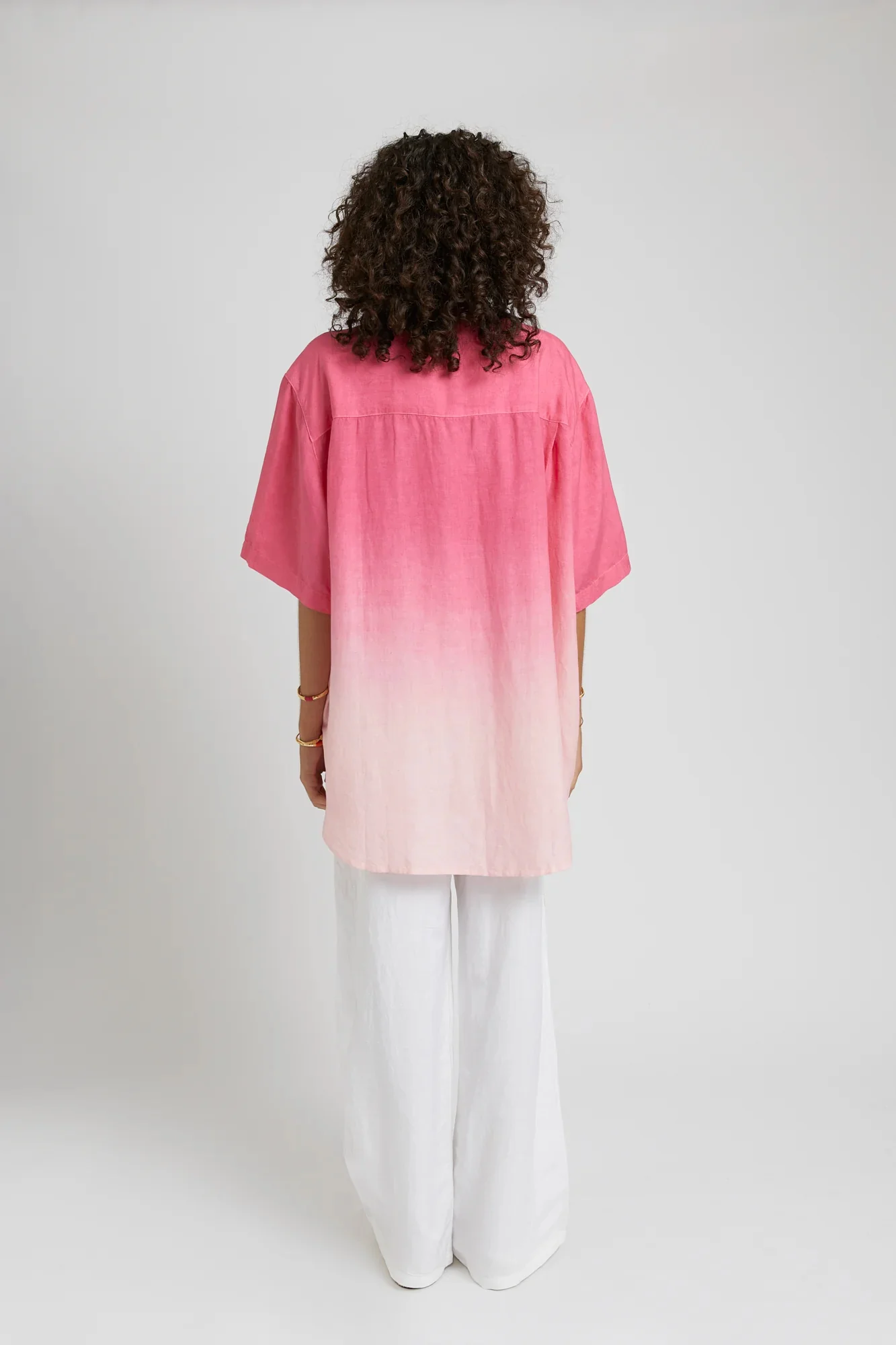 SUMMI SUMMI Womens Big Shirt Linen - Pink Fade - Image 3