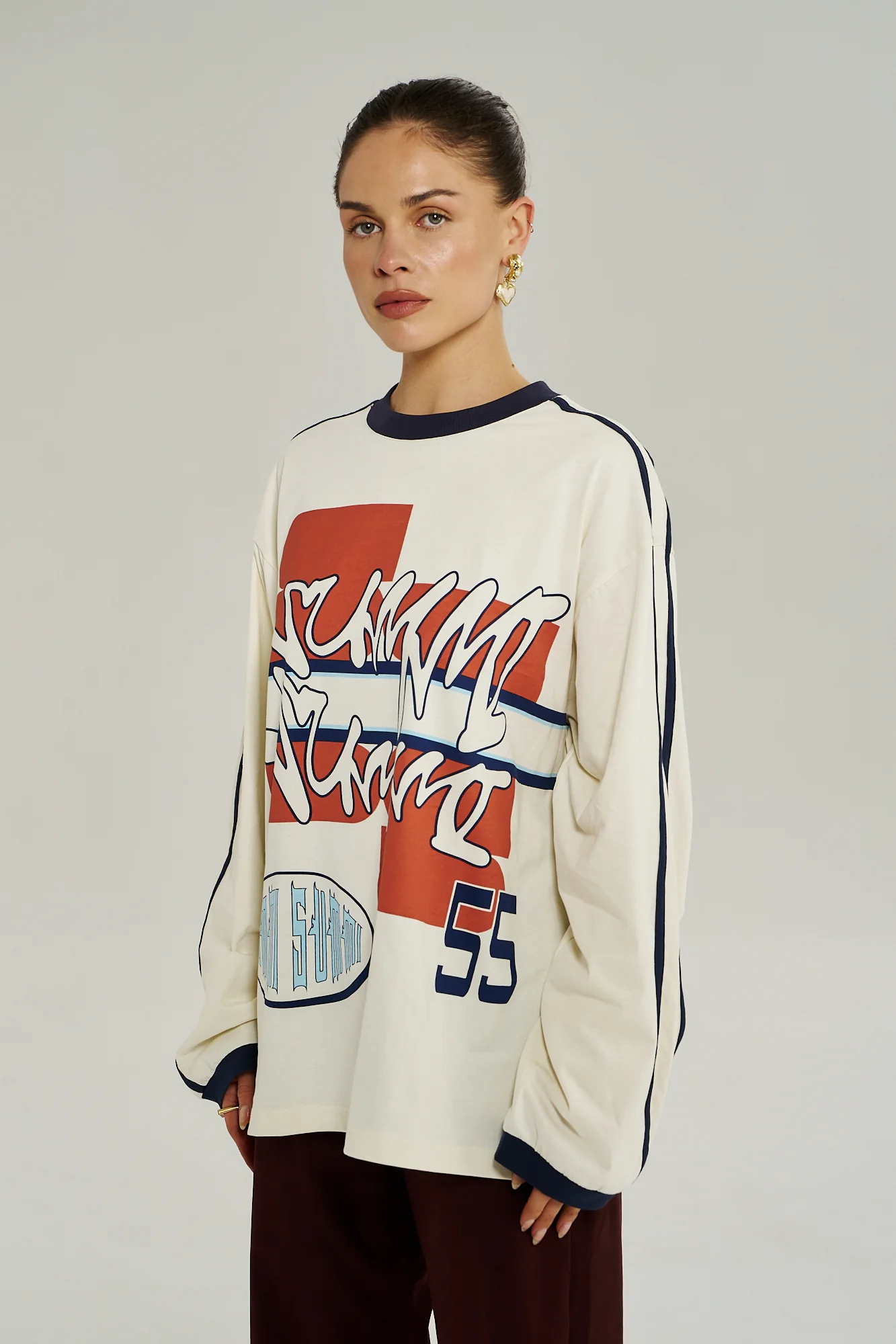 SUMMI SUMMI Womens Bleu 55 Long Sleeve Tee in Vintage White - Image 3