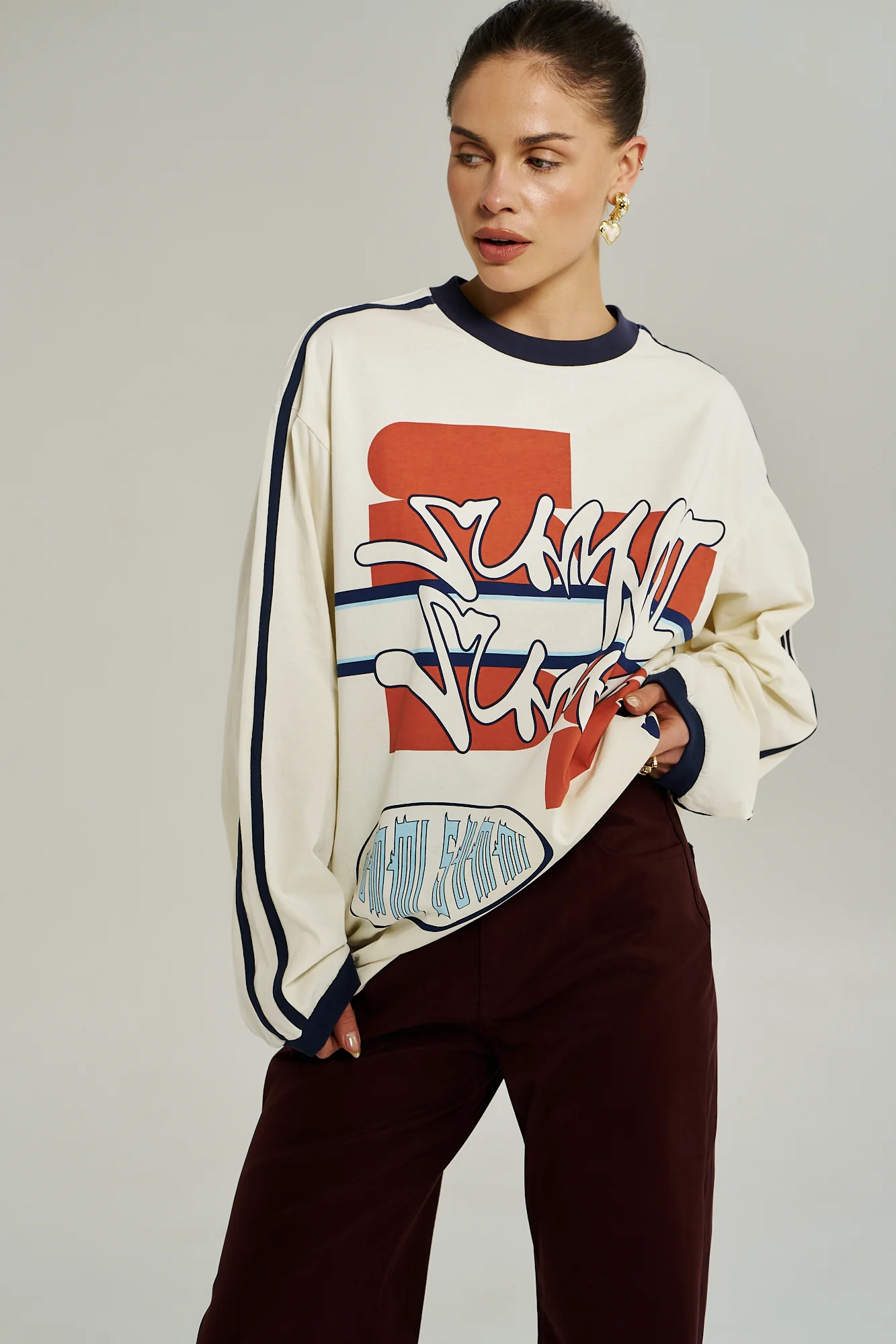 SUMMI SUMMI Womens Bleu 55 Long Sleeve Tee in Vintage White - Image 5