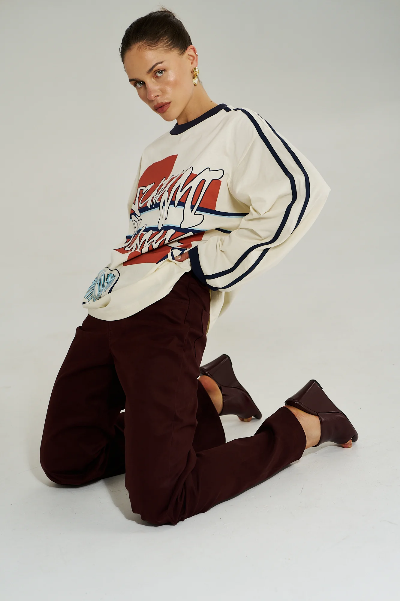 SUMMI SUMMI Womens Bleu 55 Long Sleeve Tee in Vintage White - Image 6