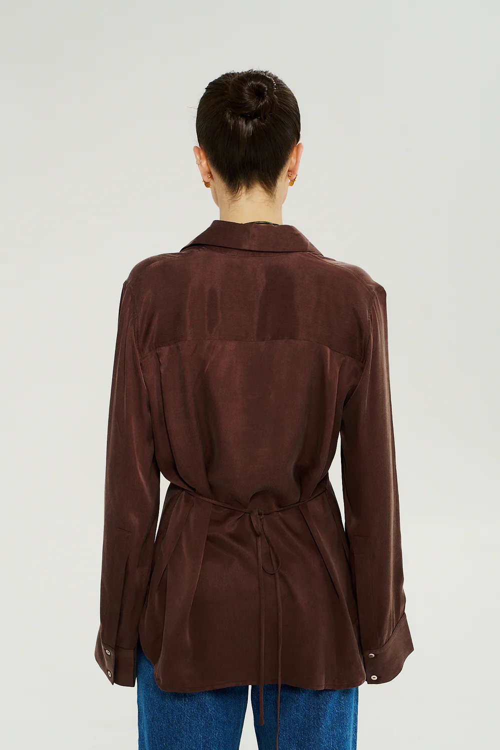 SUMMI SUMMI Womens Bowie Long Sleeve Shirt in Chocolat - Image 3