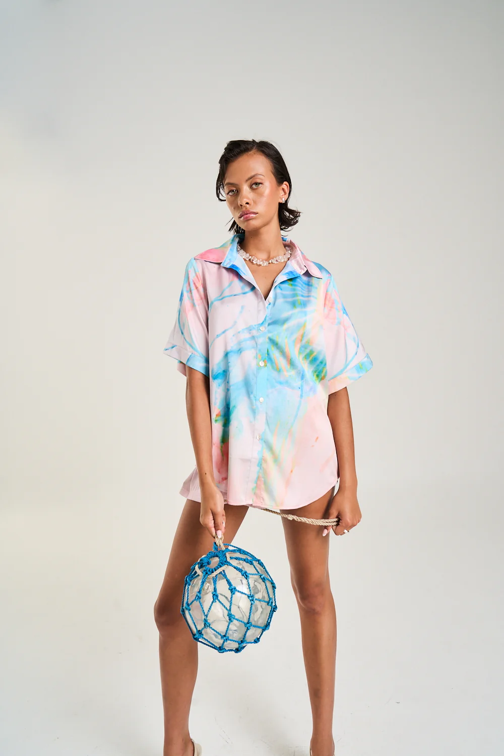 SUMMI SUMMI Womens Button Up Shirt in Medusa Phase Print - Image 6