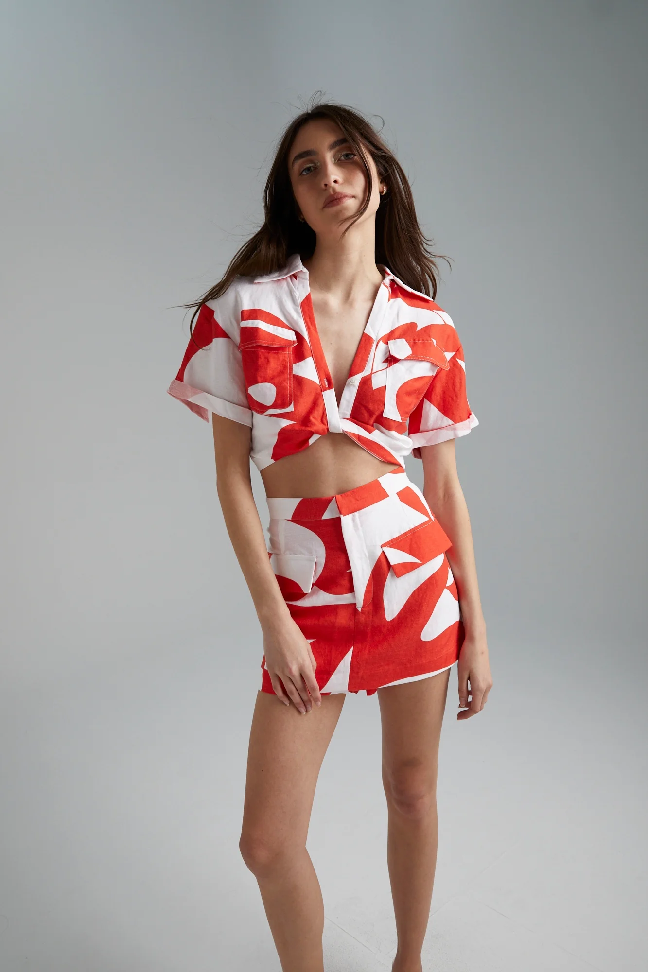 SUMMI SUMMI Womens Cropped Linen Twist Shirt - Sailors Delight - Image 6