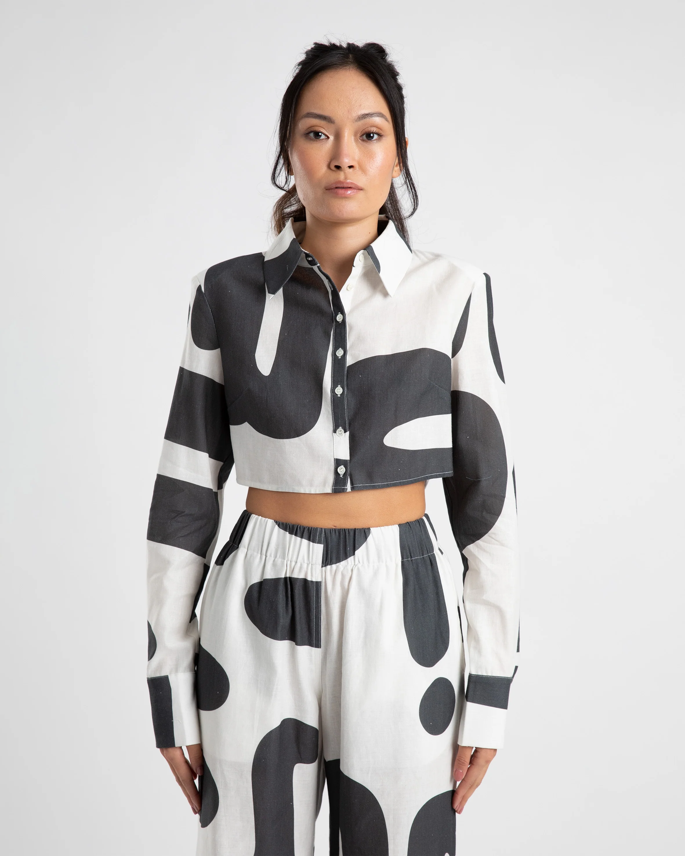 SUMMI SUMMI Womens Cropped Structured Shirt Summi Print - Image 4
