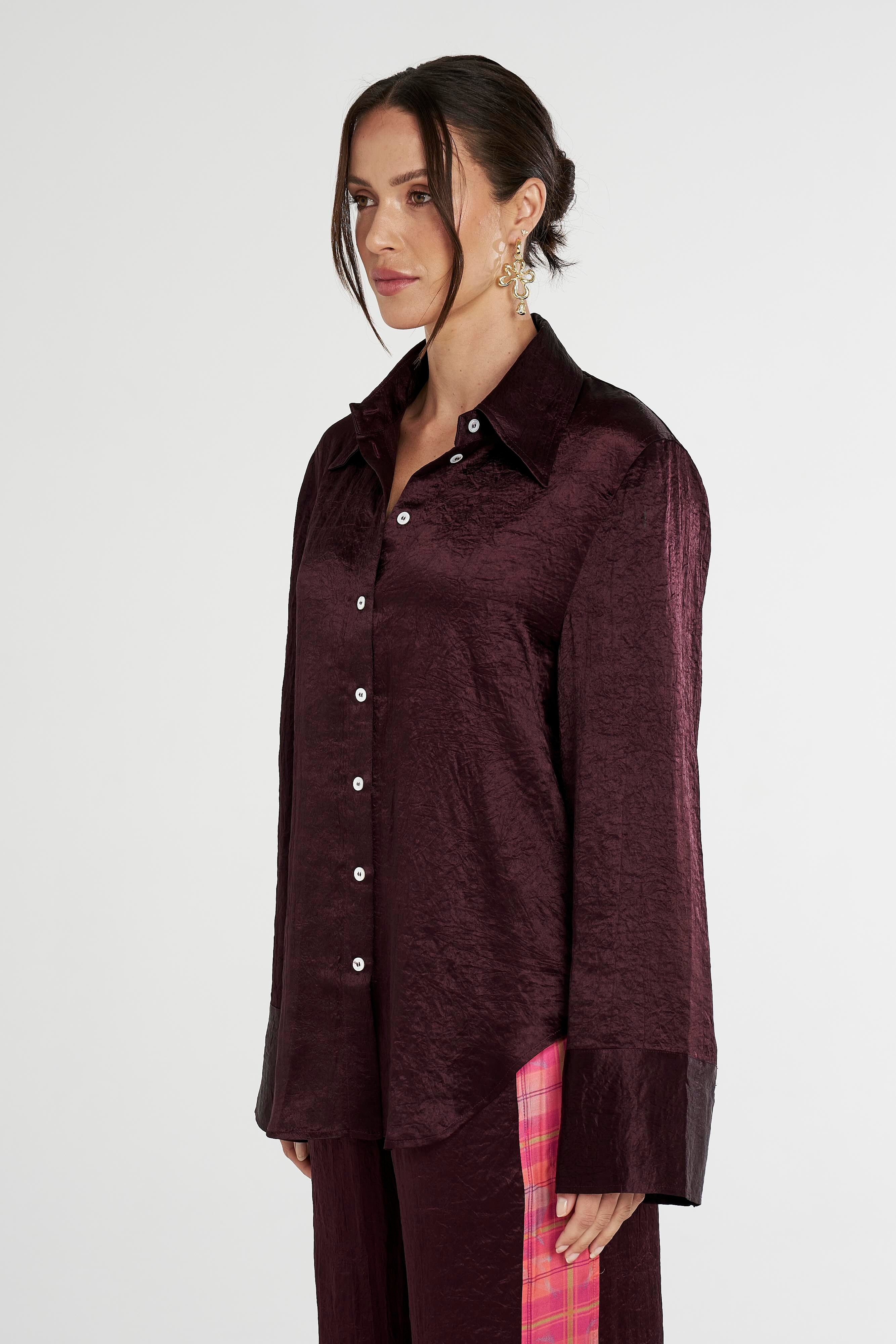 SUMMI SUMMI Womens Cuff Shirt - Plum - Image 2