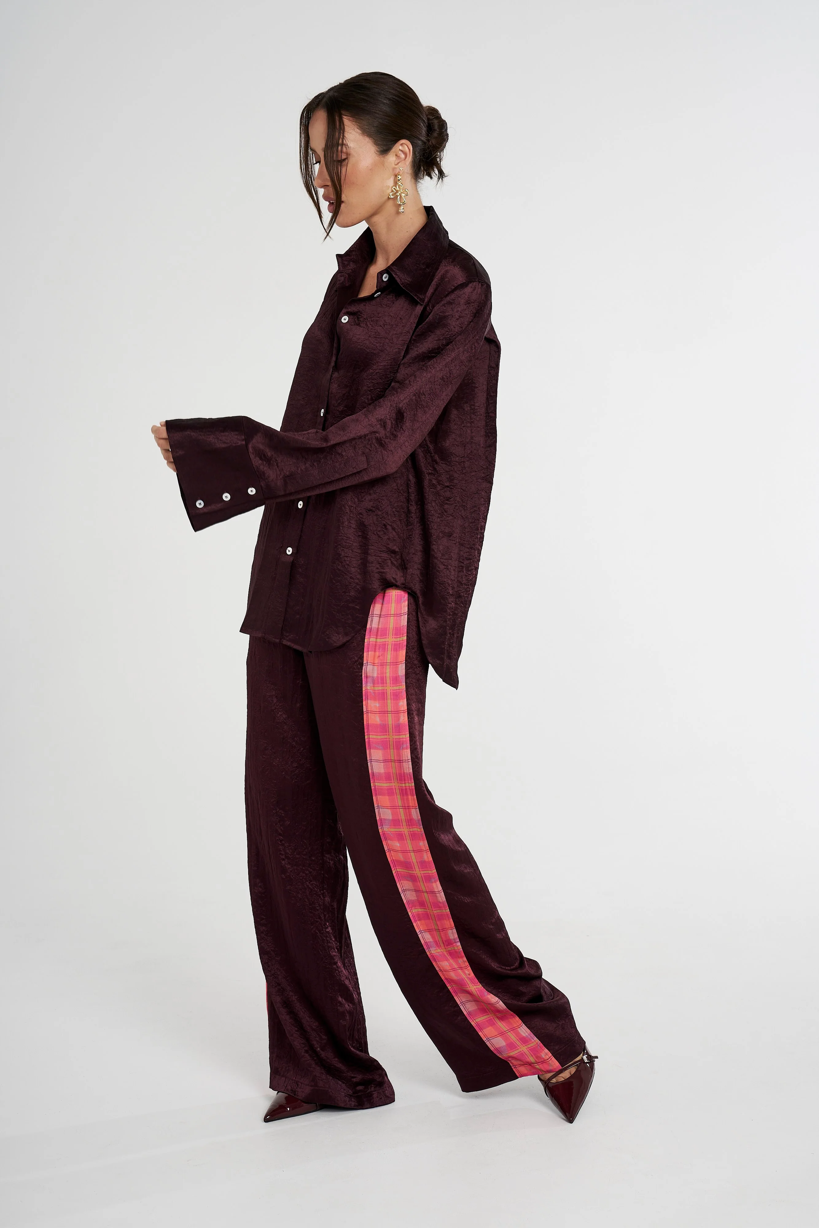 SUMMI SUMMI Womens Cuff Shirt - Plum - Image 4