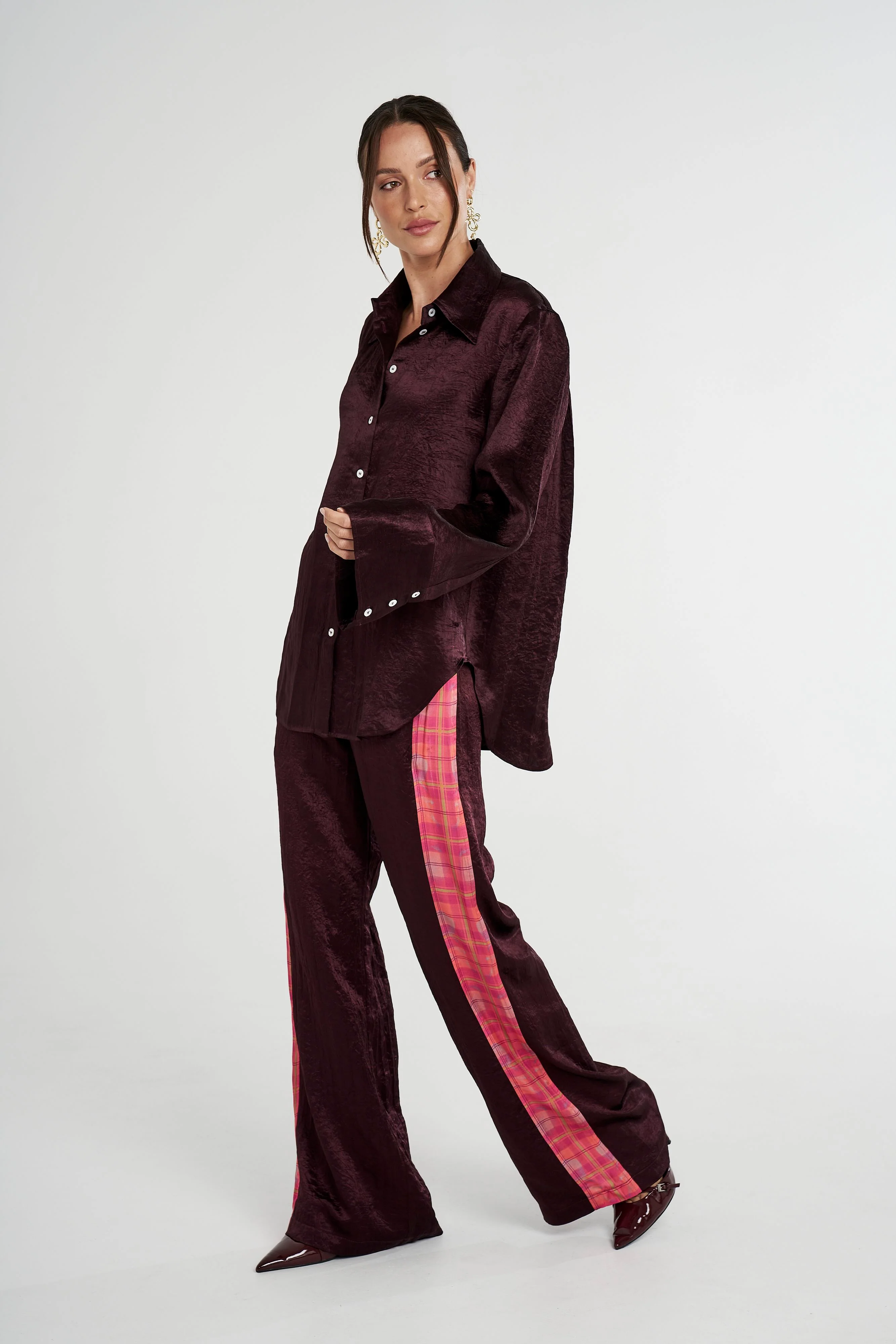 SUMMI SUMMI Womens Cuff Shirt - Plum - Image 6