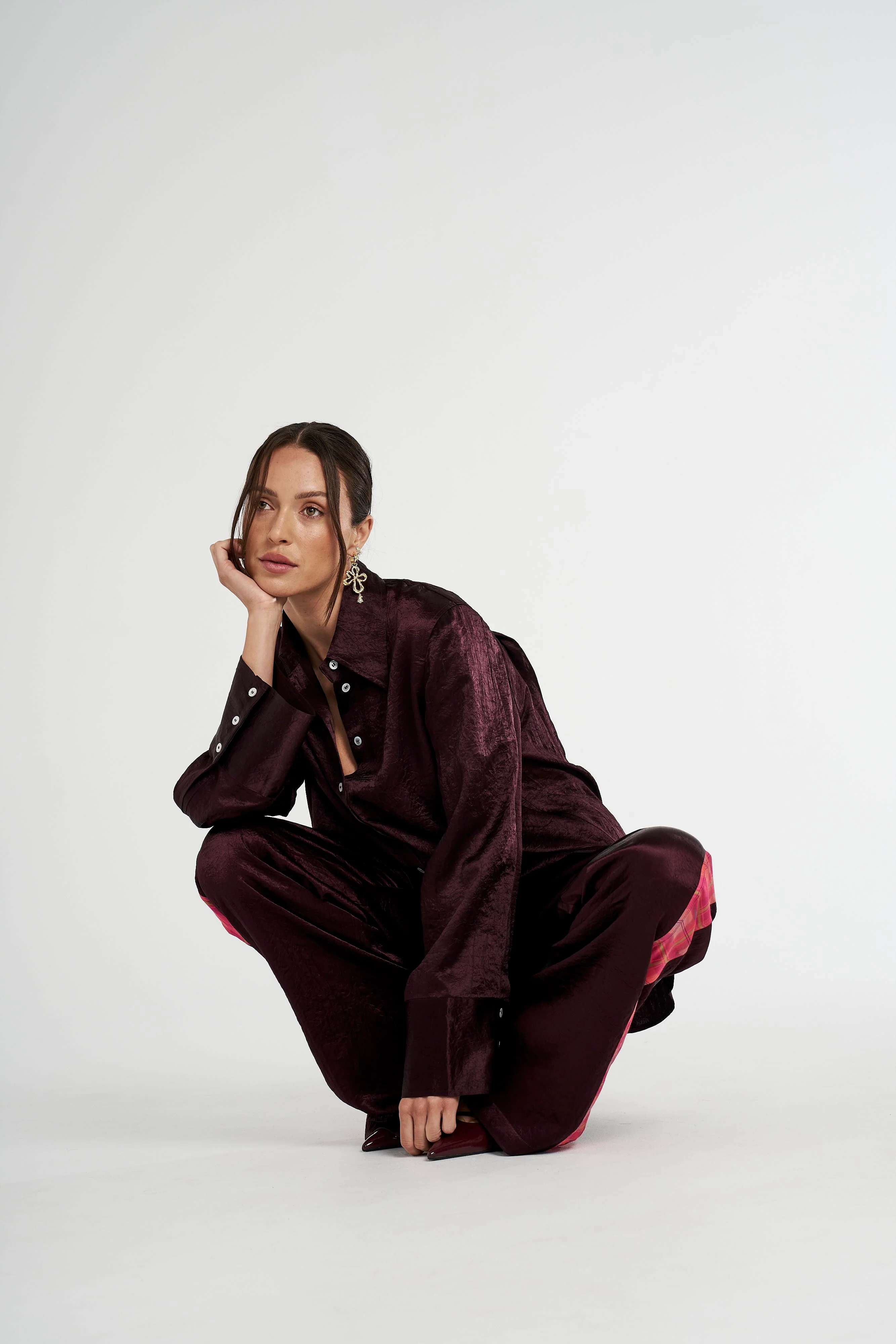 SUMMI SUMMI Womens Cuff Shirt - Plum - Image 8