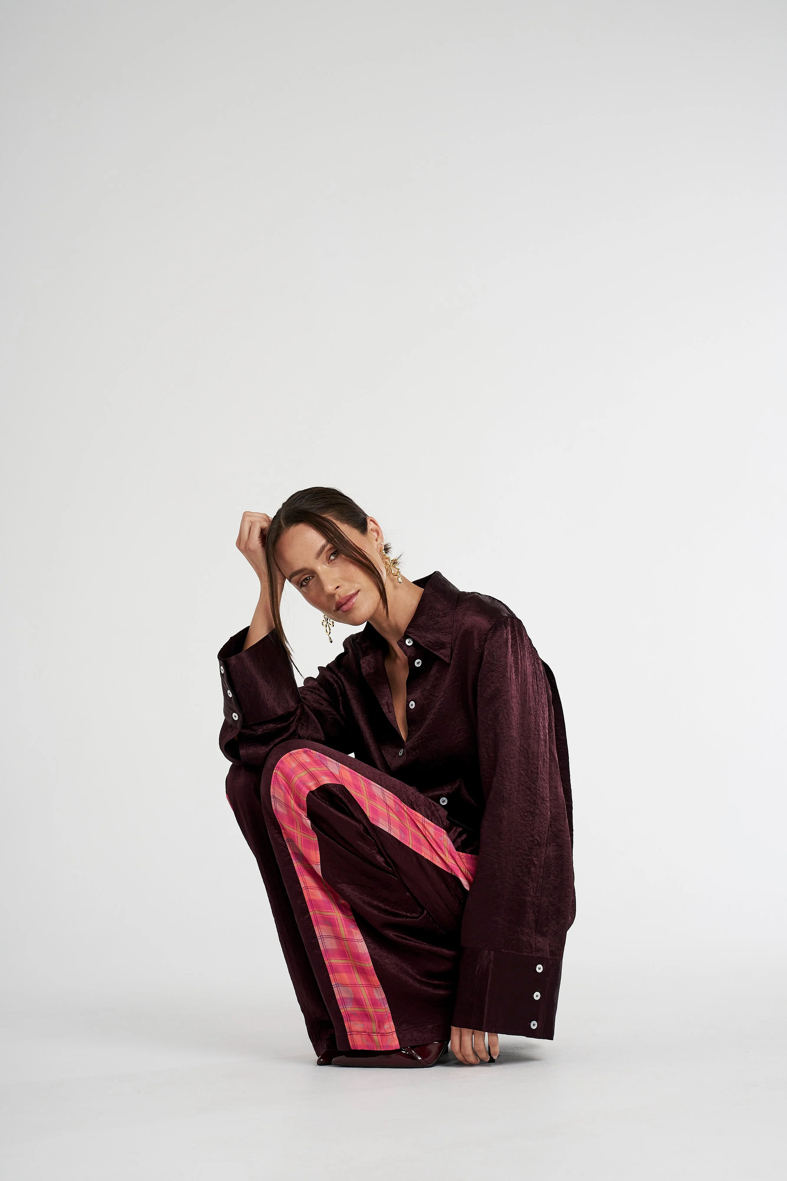 SUMMI SUMMI Womens Cuff Shirt - Plum - Image 9