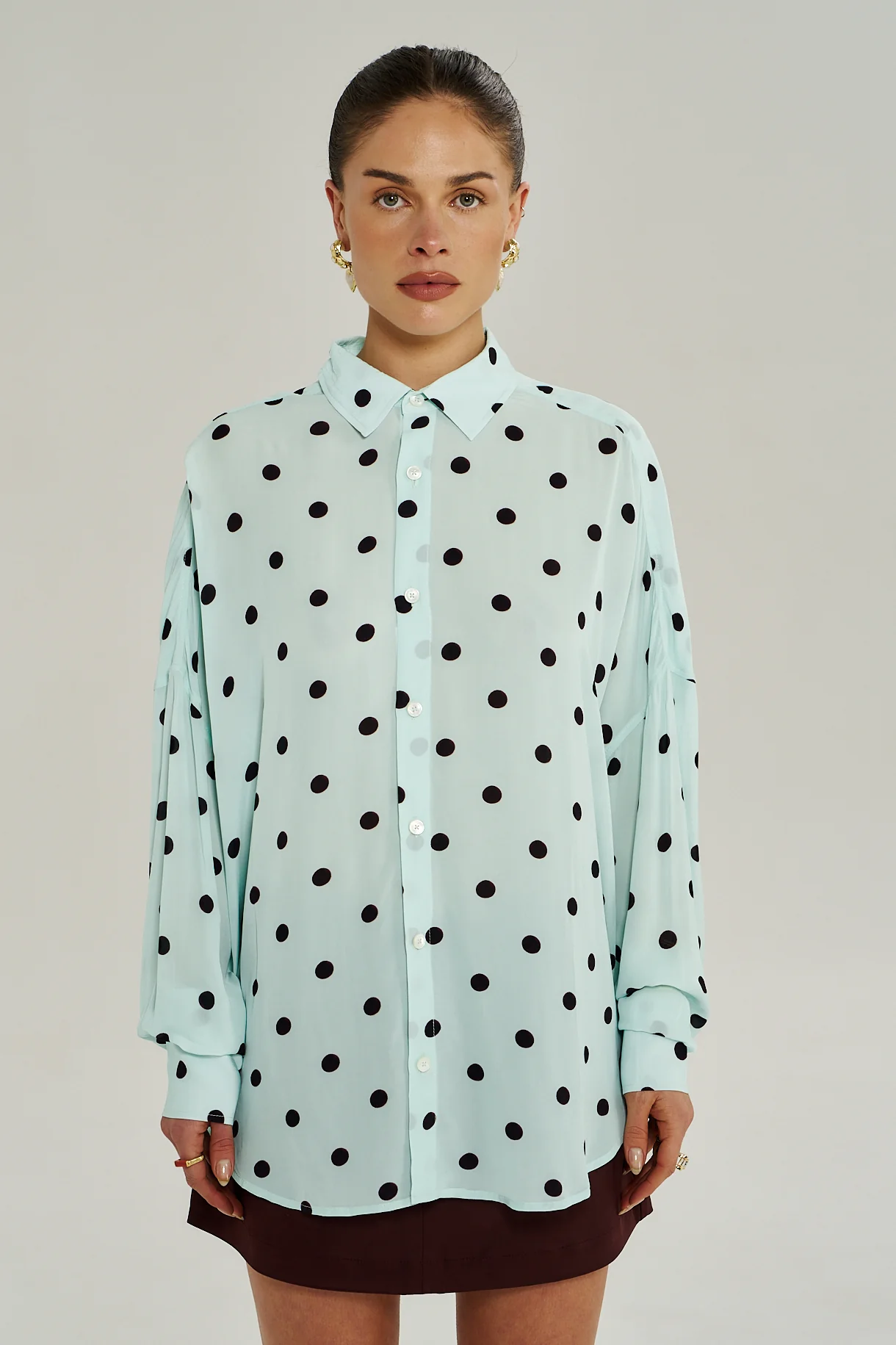 SUMMI SUMMI Womens Dotti Long Sleeve Shirt in Pinot Drops - Image 12
