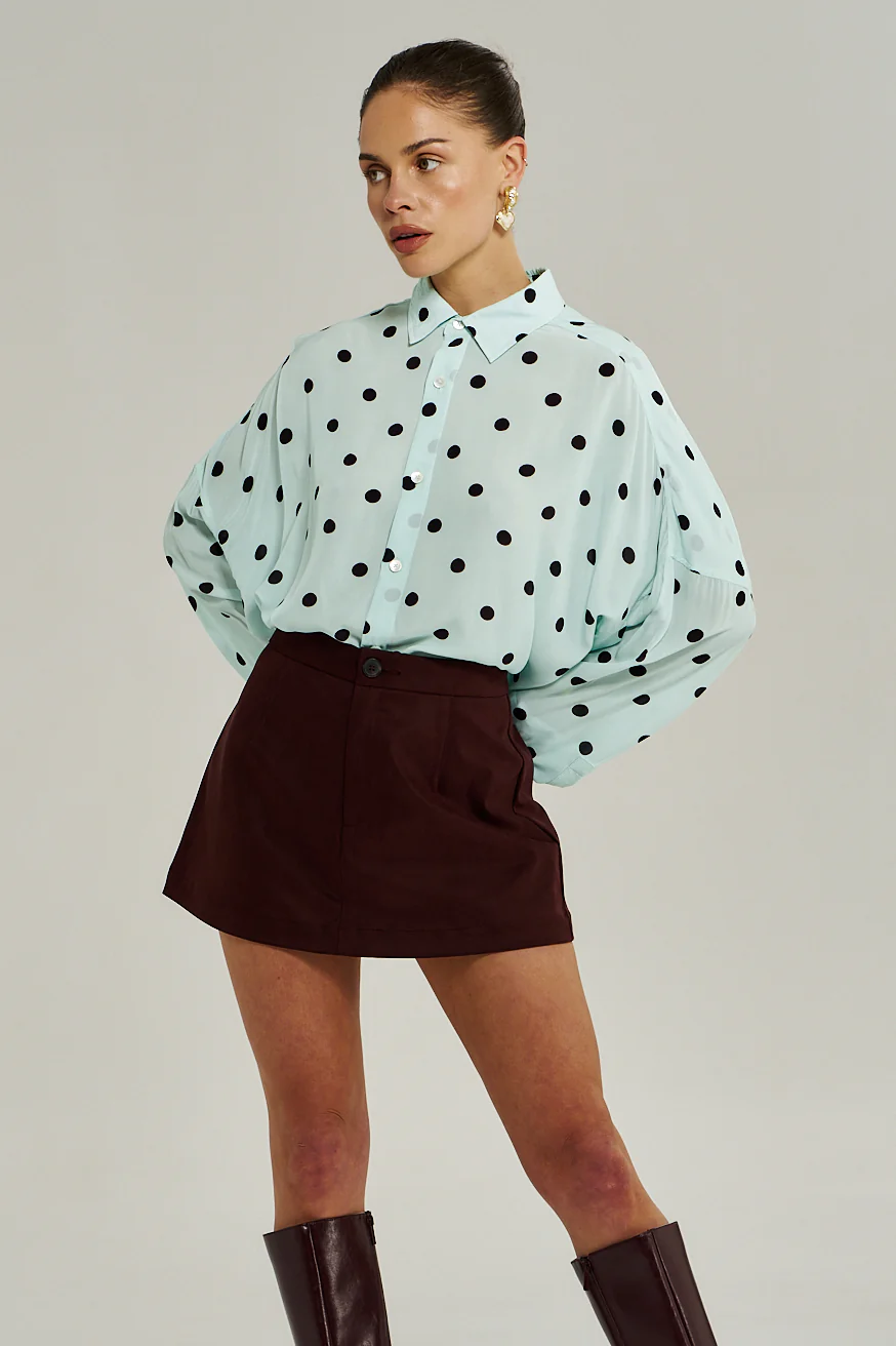 SUMMI SUMMI Womens Dotti Long Sleeve Shirt in Pinot Drops - Image 4